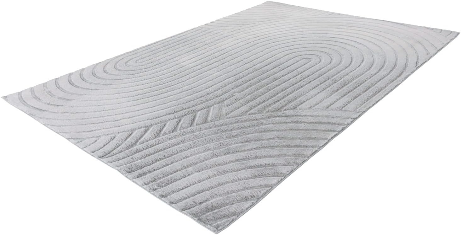 Carpet City Teppich »WAVES 501« rechteckig 12 mm Höhe Kurzflor, Hochtief-Muster/ 3D-Effekt, Uni, Wohnzimmer, Schlafzimmer