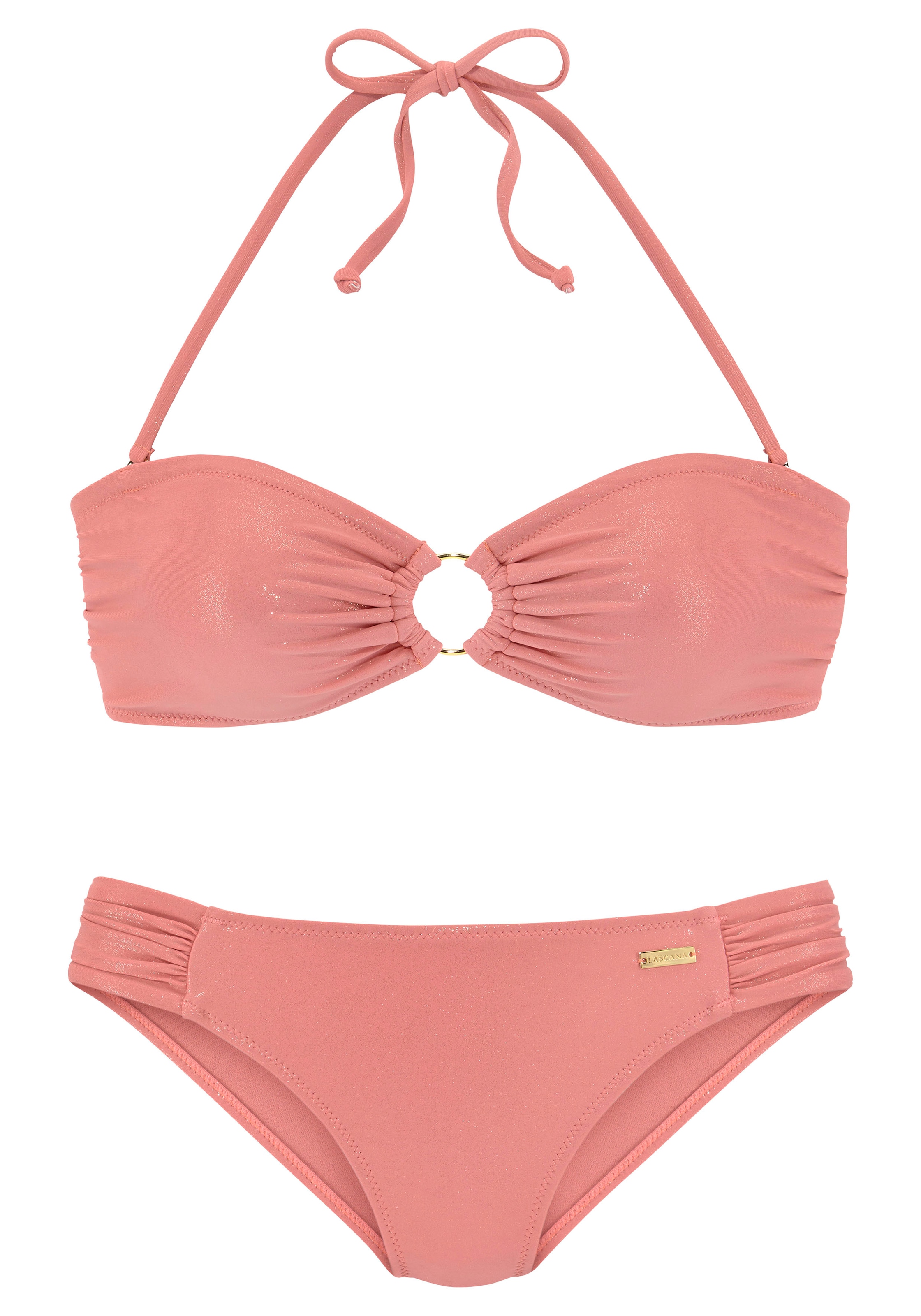 LASCANA Bandeau-Bikini, mit goldfarbener Glanzbeschichtung