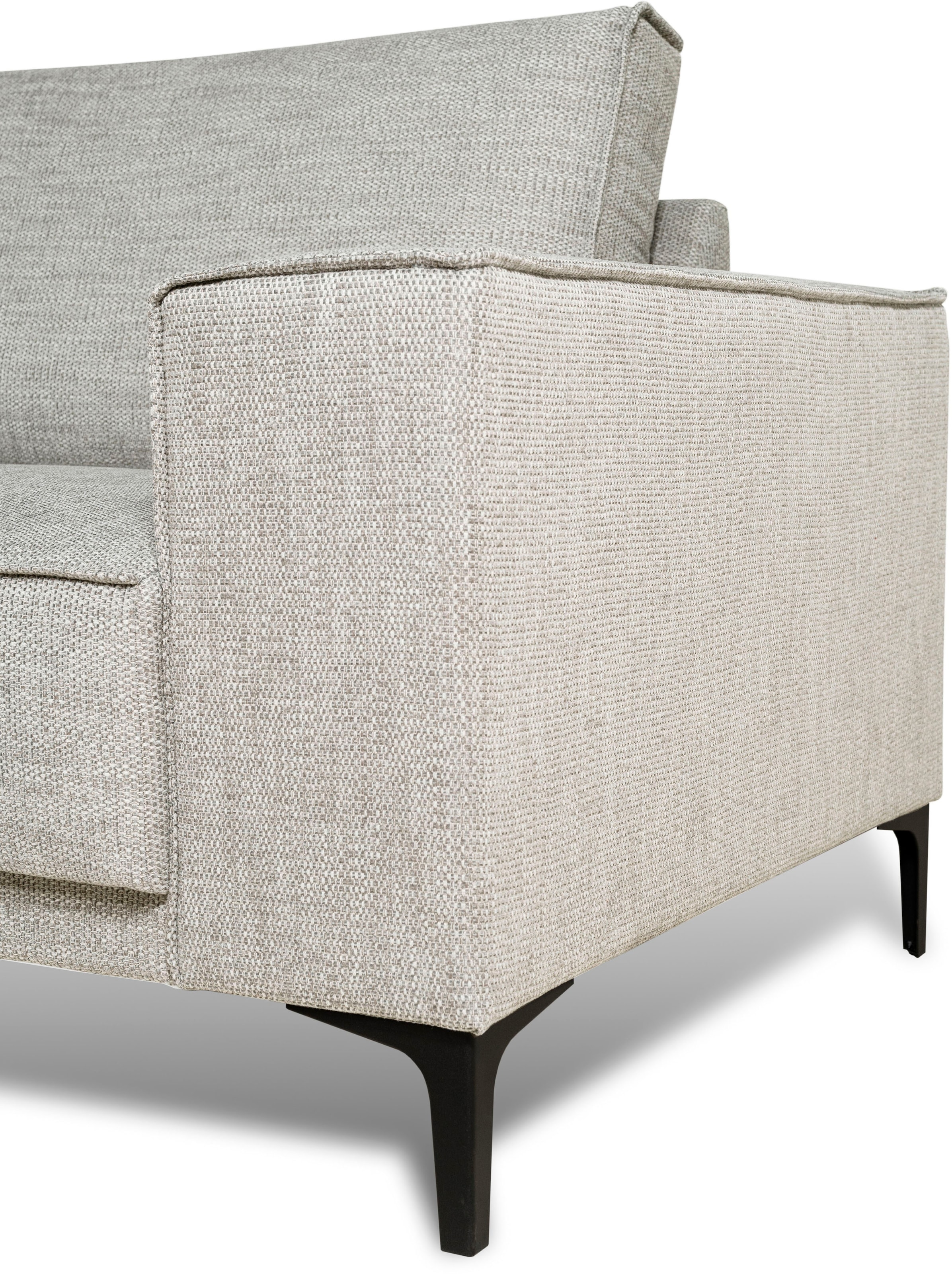 Places of Style Ecksofa »Polsterecke Oland, Struktur, Flachgewebe, Luxus-Microfaser, Boucle«, L-Form, 280 cm, Wellenunterfederung, Skandi-Design, Metallfüße