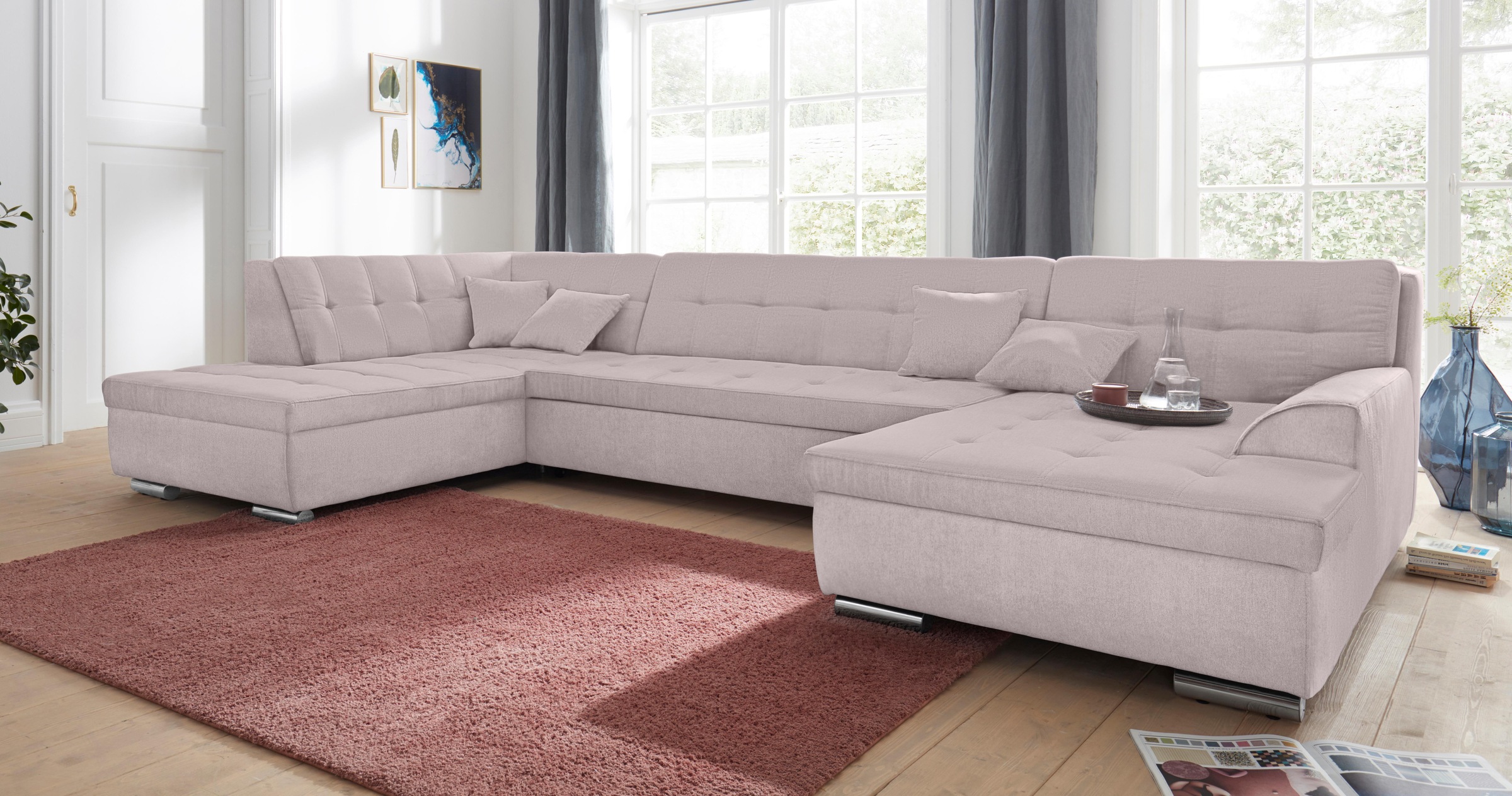 DOMO collection Wohnlandschaft »Aversa U-Form«, wahlweise mit Bettfunktion, günstig online kaufen