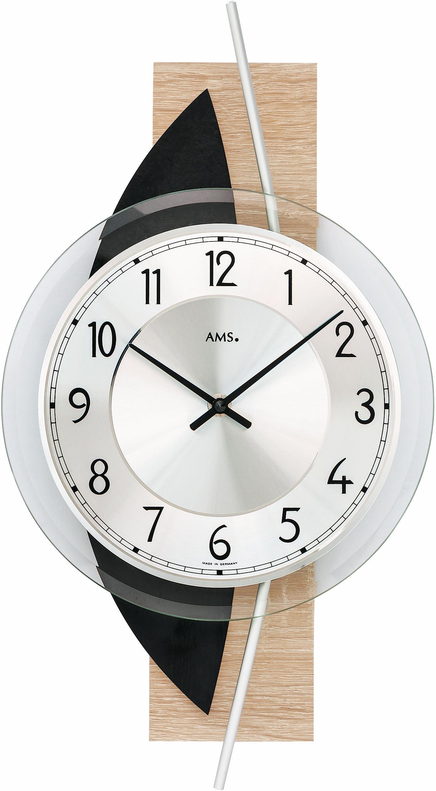 AMS Wanduhr »W9551«, Quarzuhr,Holz,Wohnzimmer,Esszimmer,Küche,Arbeitszimmer günstig online kaufen