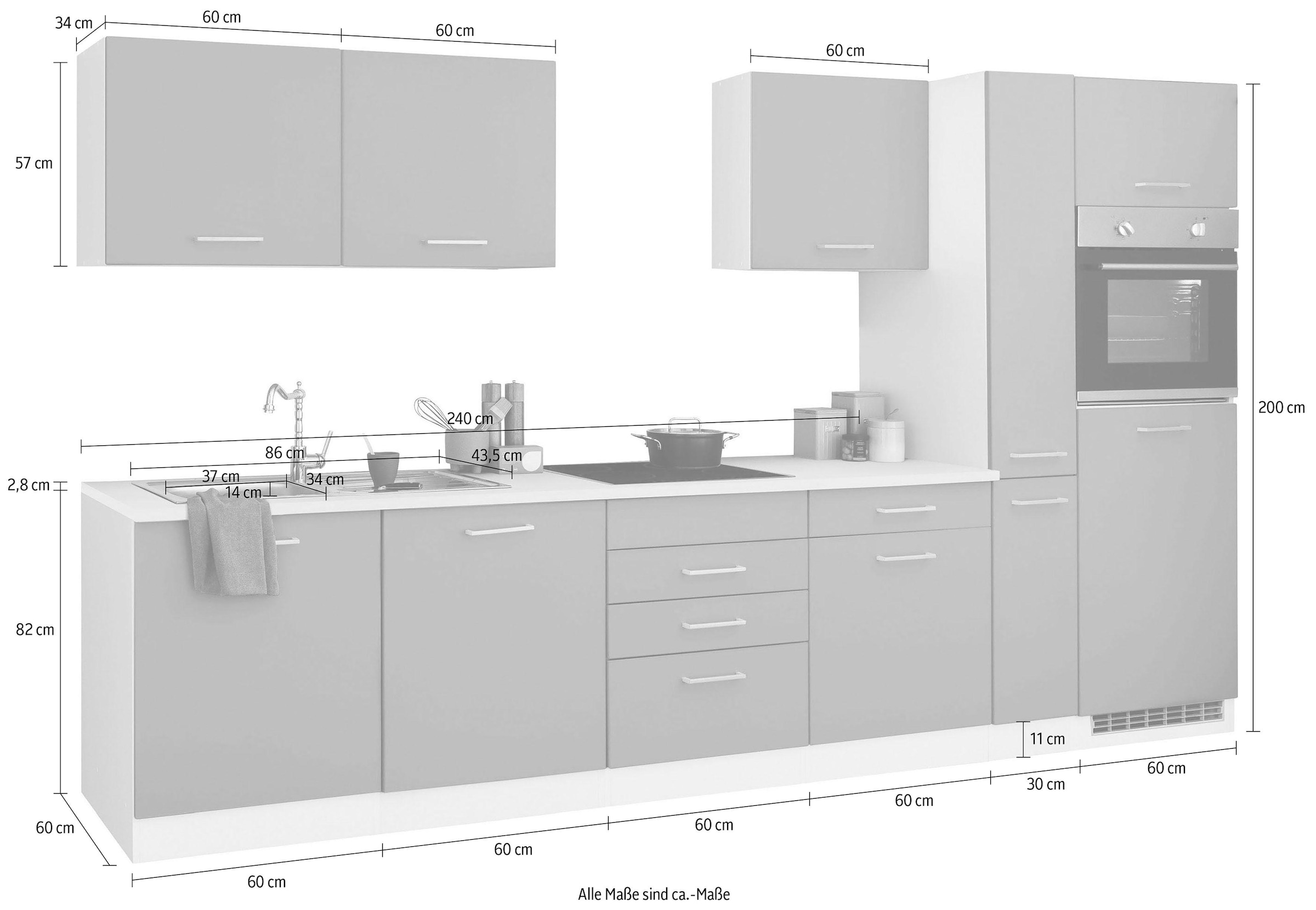 cm Breite »Visby«, Küchenzeile für Kühlschrank bestellen Raten und E-Geräte, Geschirrspüler HELD MÖBEL 330 auf ohne