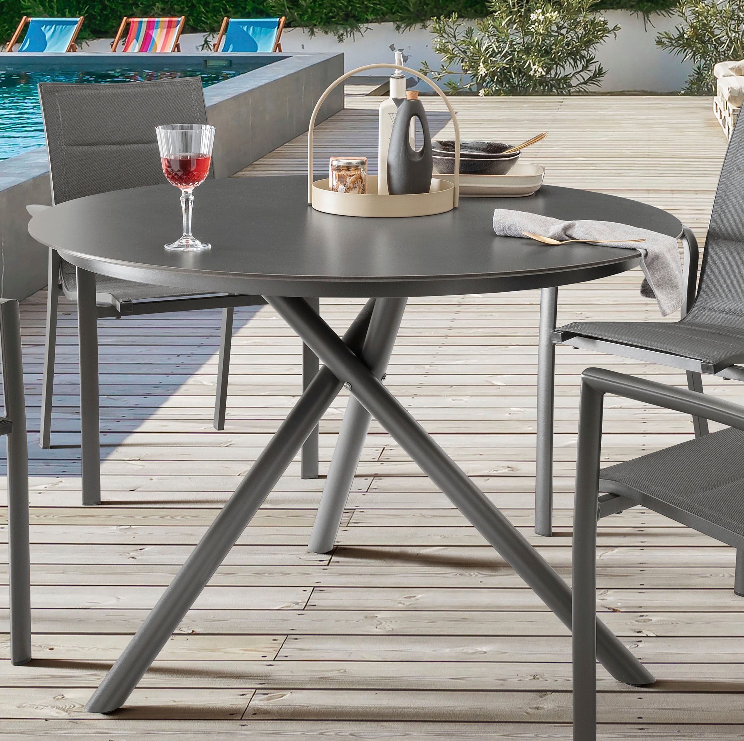 Destiny Garten-Essgruppe »COSTA BARLETTA« 5 Stk. tlg. 4 Stapelsessel Textil günstig online kaufen