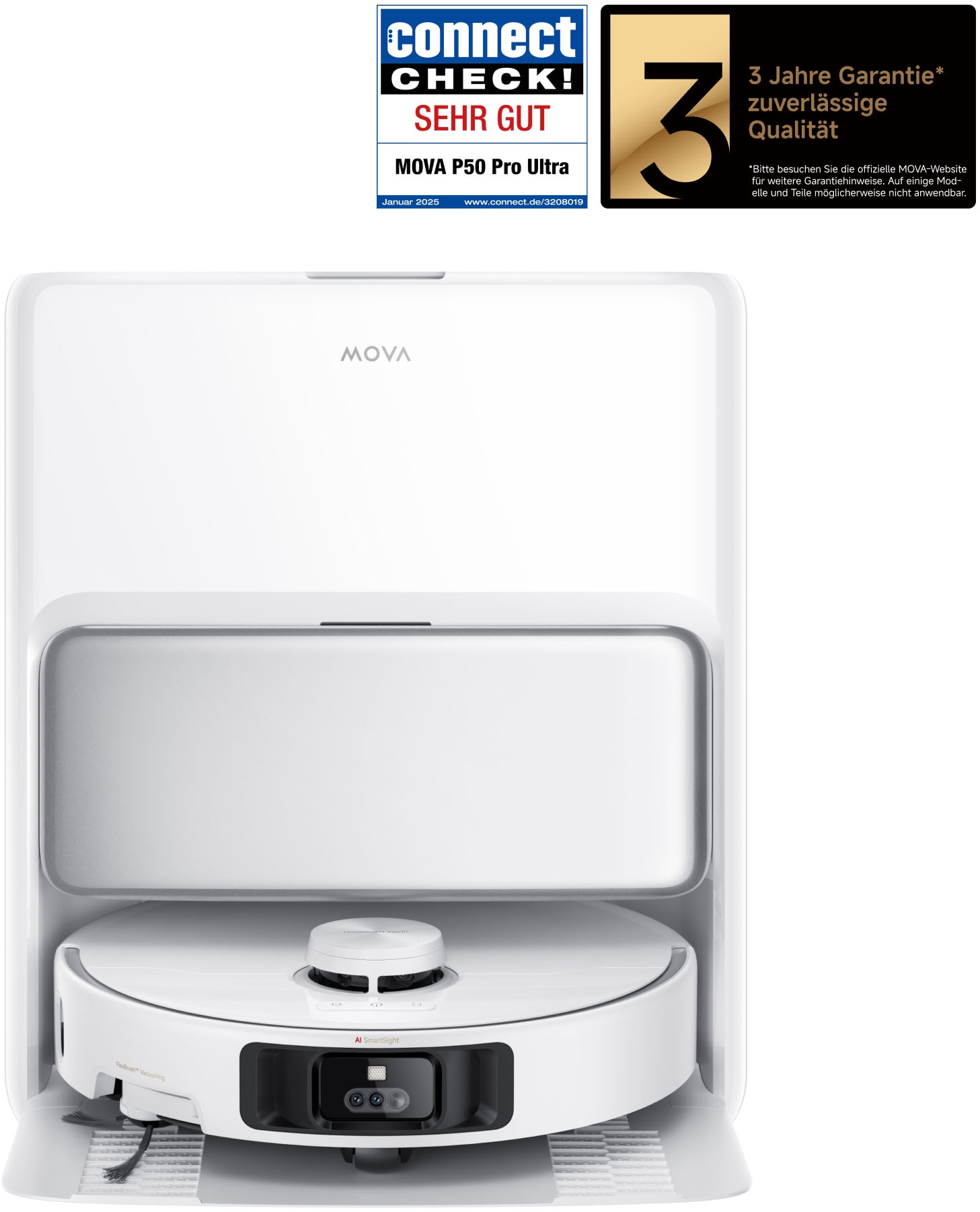 Mova Saugroboter »Mova P50 Pro Ultra mit Wischfunktion«, 19000Pa Saugkraft, Vollautomatische Basisstation, Reinigung bei 75° C