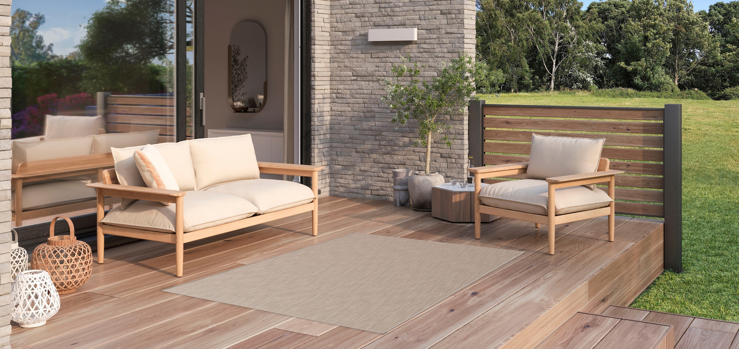 my home Teppich »Florida, Made in Belgium«, rechteckig, 7 mm Höhe, Outdoor, Sisal-Optik, für Balkon & Terrasse, Wetterfest & UV-beständig