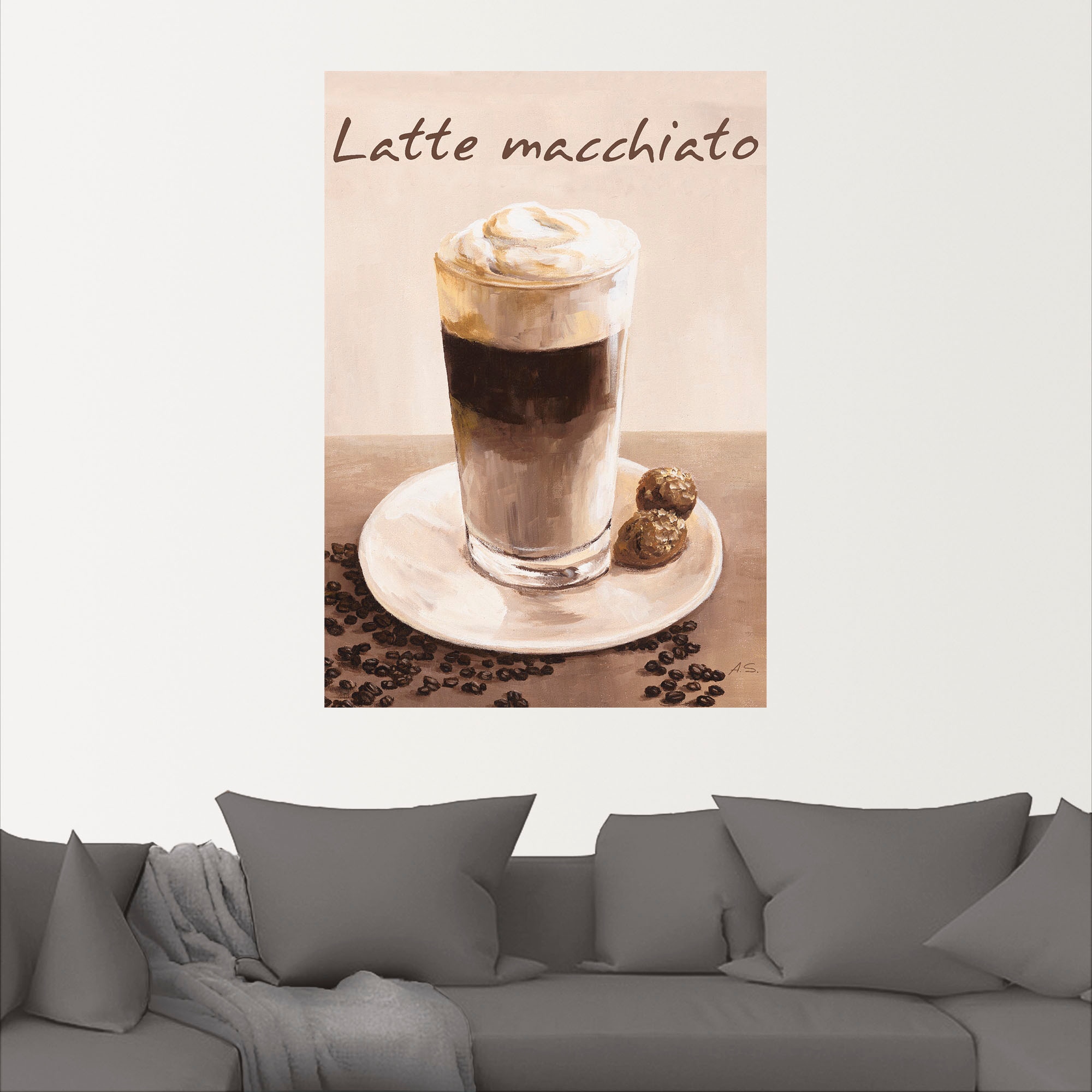 Poster in Leinwandbild, Wandaufkleber Macchiato St.), versch. oder »Latte - bestellen Raten Größen (1 Artland auf Kaffee«, Bilder, Kaffee als Alubild, Wandbild