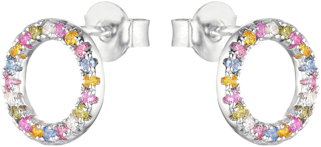 s.Oliver Paar Ohrstecker »Regenbogen-Optik, 2037841«, mit Zirkonia (synth.)