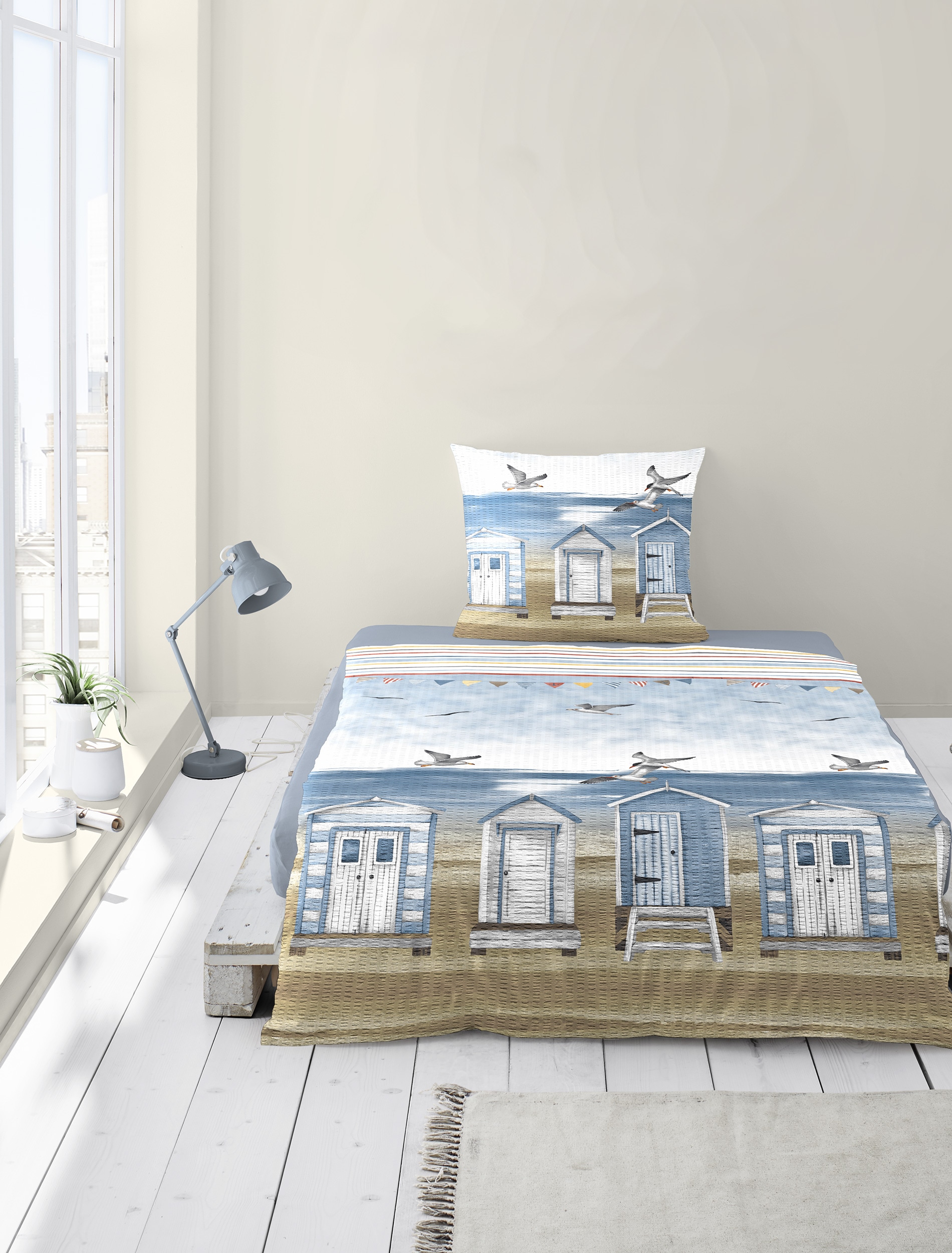 BIERBAUM Bettwäsche »Bettwäsche 4083« 2 Seersucker, 100  % Baumwolle, pflegeleicht, bügelfrei, kühlend