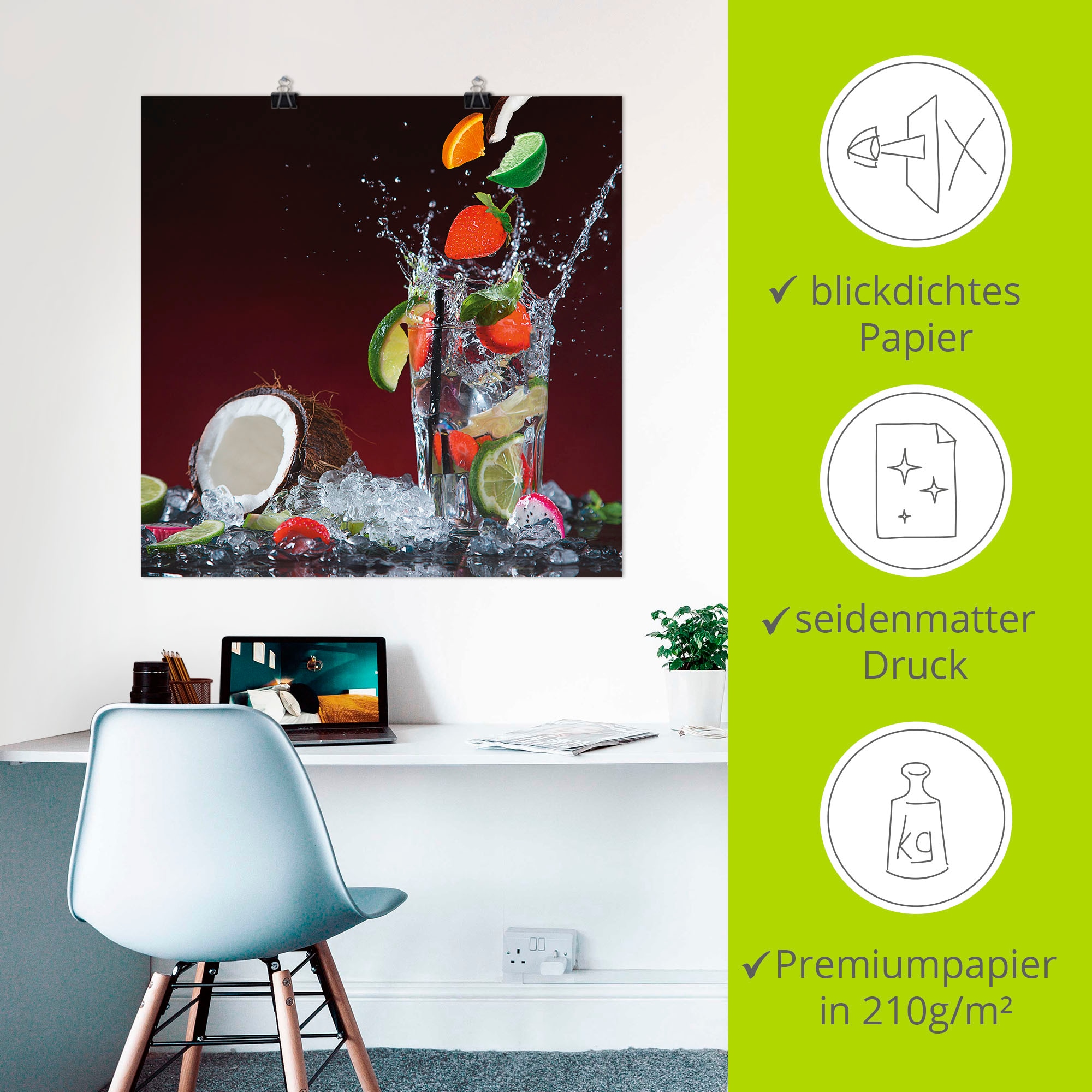 Artland Poster »Frischer Fruchtcocktail II«, Getränke, (1 St.), als Leinwandbild, Wandaufkleber oder Poster in versch. Größen
