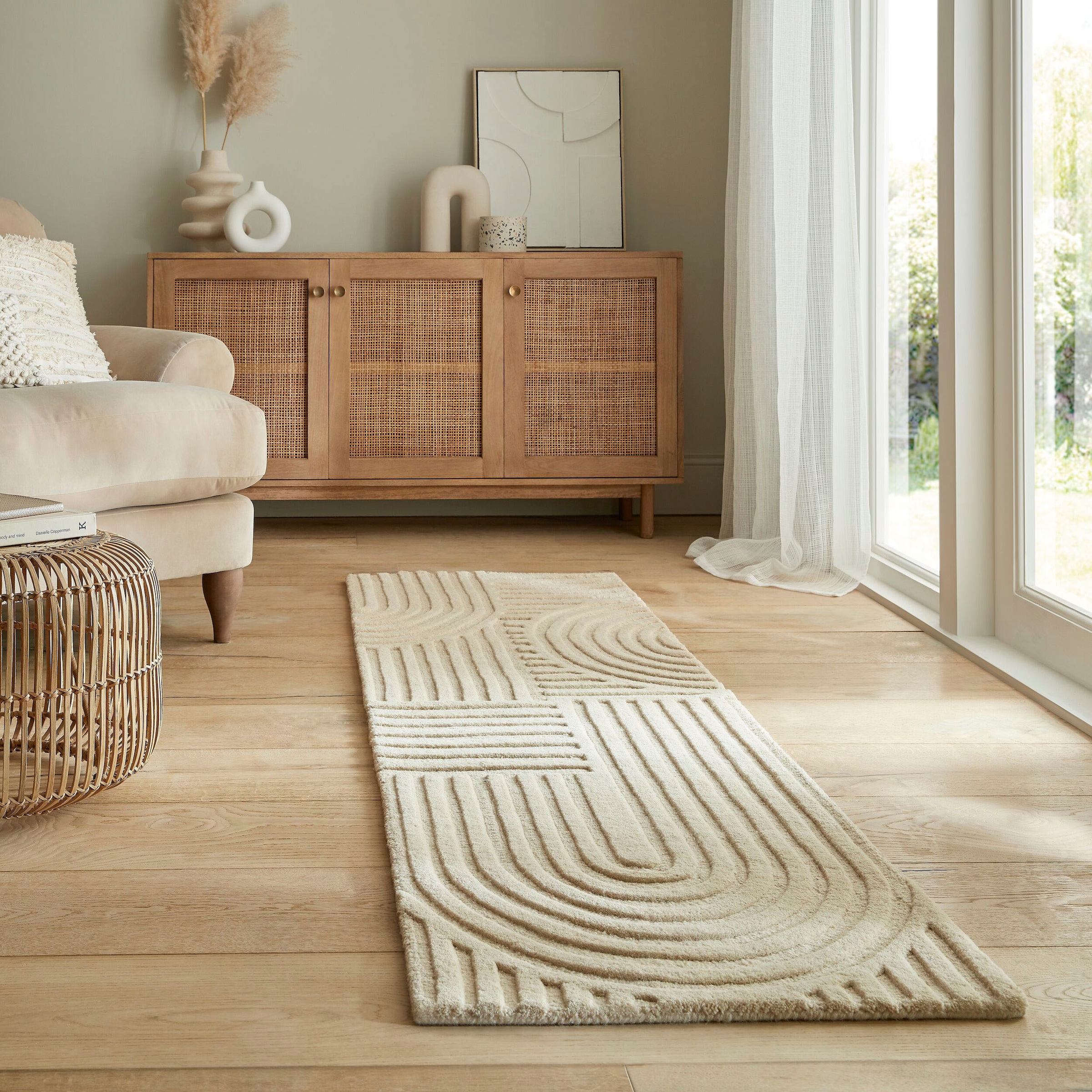 FLAIR RUGS Wollteppich »Zen Garden«, 10 mm Höhe, 100% Wolle, Hoch-Tief-Effe günstig online kaufen