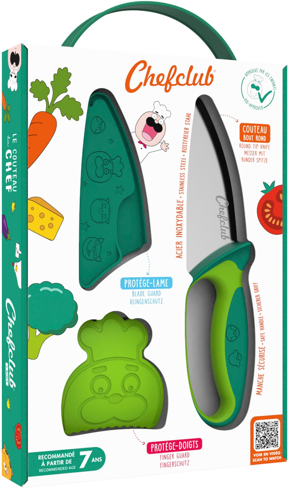 Chefclub Kinderkochmesser »Messer für Kinder, grün«, (Set, 3 tlg.)