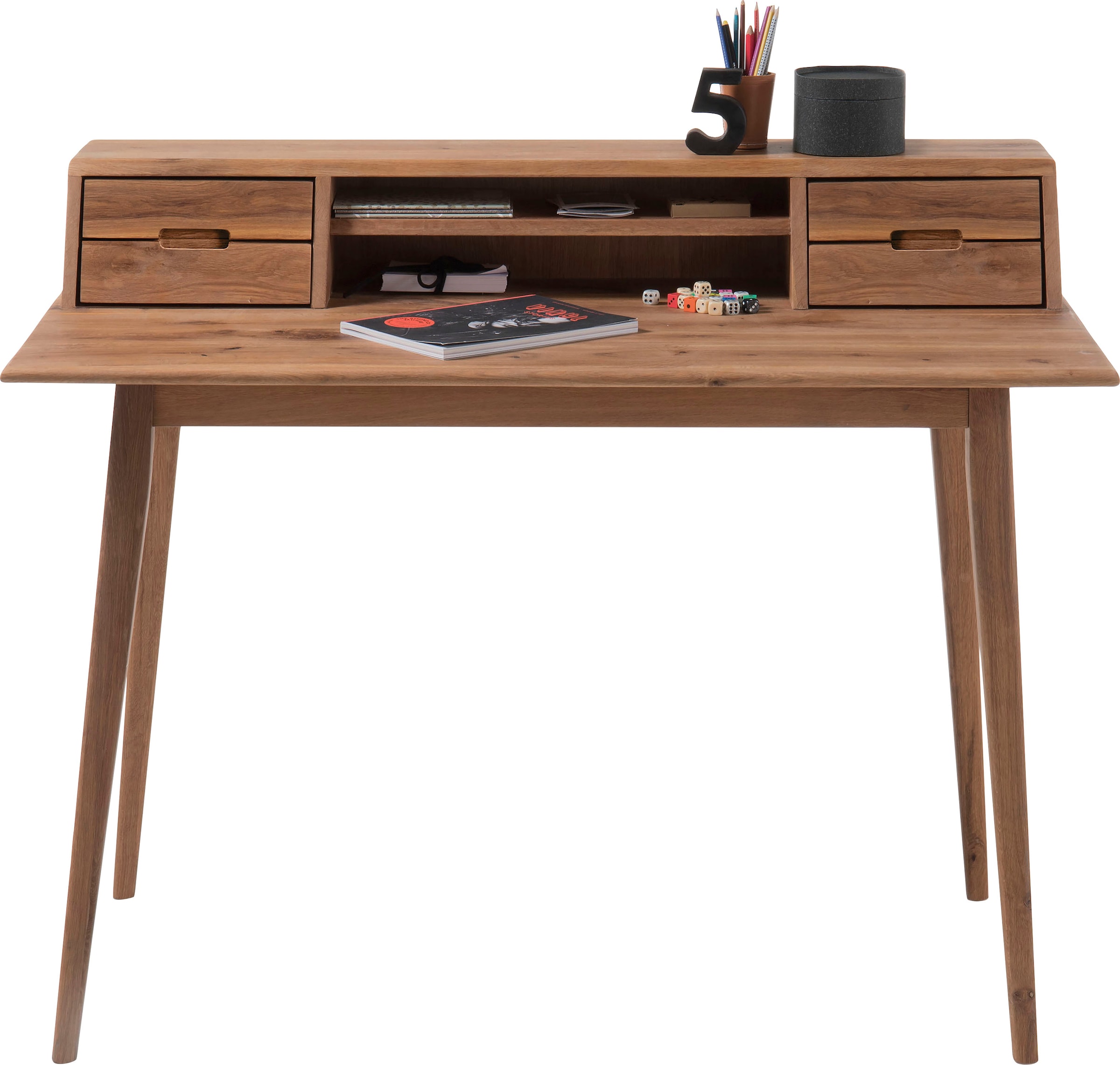 MCA furniture Schreibtisch »Melbourne«, Massivholz Asteiche geölt mit Schubladen, Breite 110 cm