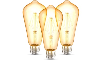 LED-Leuchtmittel »BK_LM1403 LED Leuchtmittel 3er Set E27 ST64«, E27, 3 St., Warmweiß