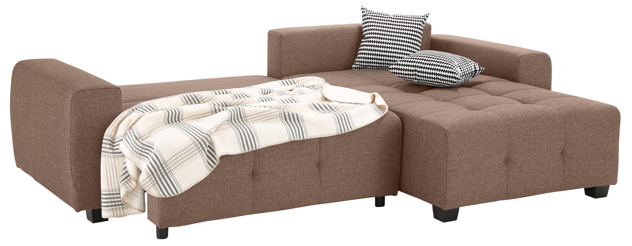 Home affaire Ecksofa »Bella L-Form«, wahlweise mit Bettfunktion und Bettkasten, Steppung im Sitzbereich