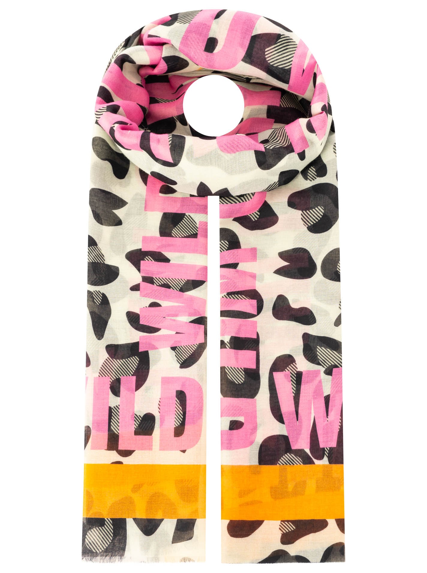 Zwillingsherz Schal »"Wild Leo"« leichtes Material, großer Leo-Print mit Schriftzug WILD, offene Kanten