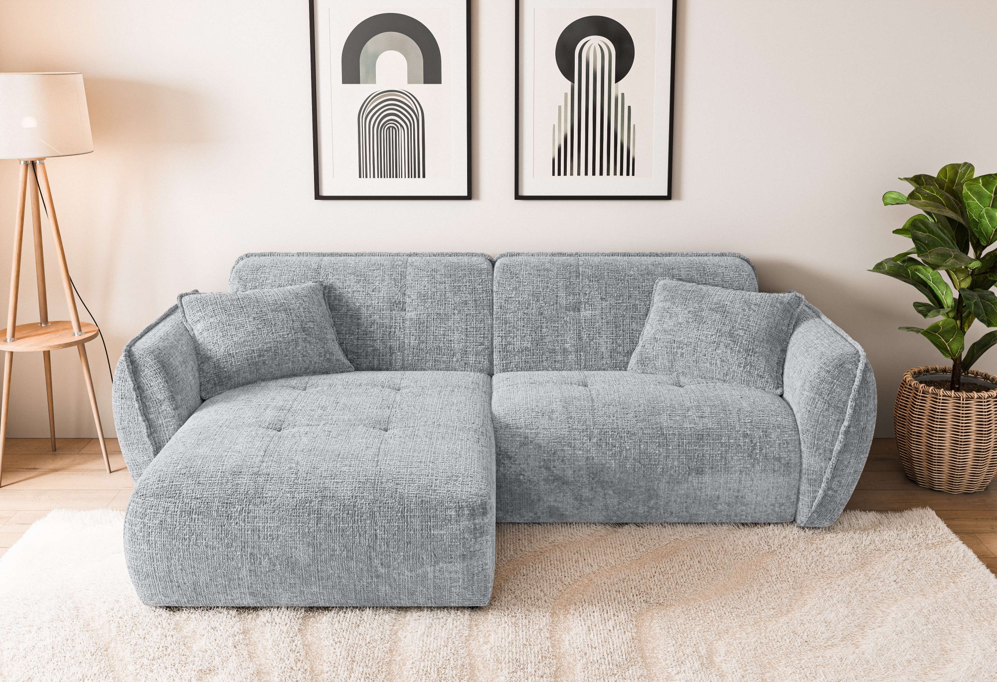 Home affaire Ecksofa »MIRELDA L-Form mit Steppungen, Recamiere rechts/links günstig online kaufen