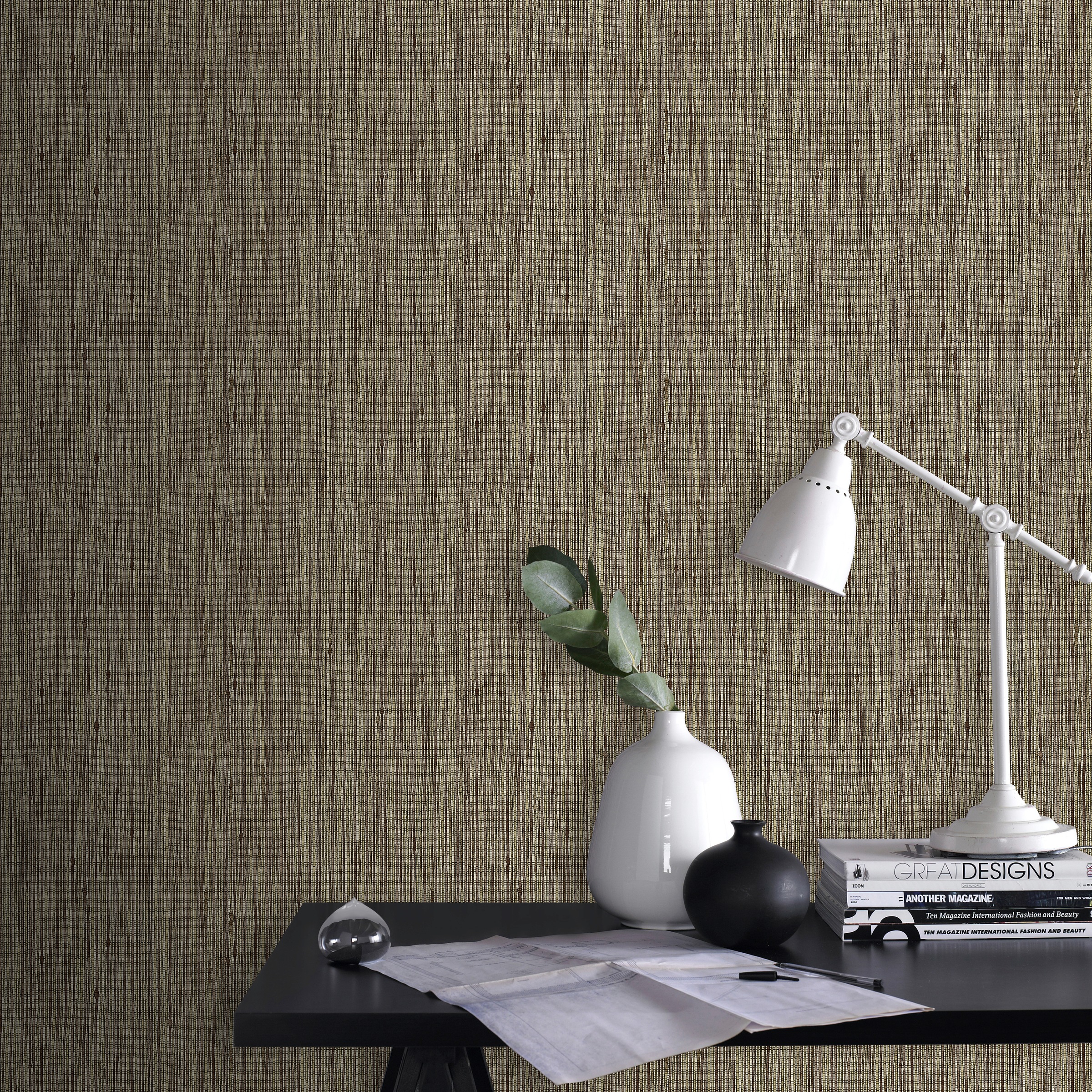 Boutique Vliestapete »Luxux Uni Grass«, uni, Braun/Gold - 10m x 52 cm