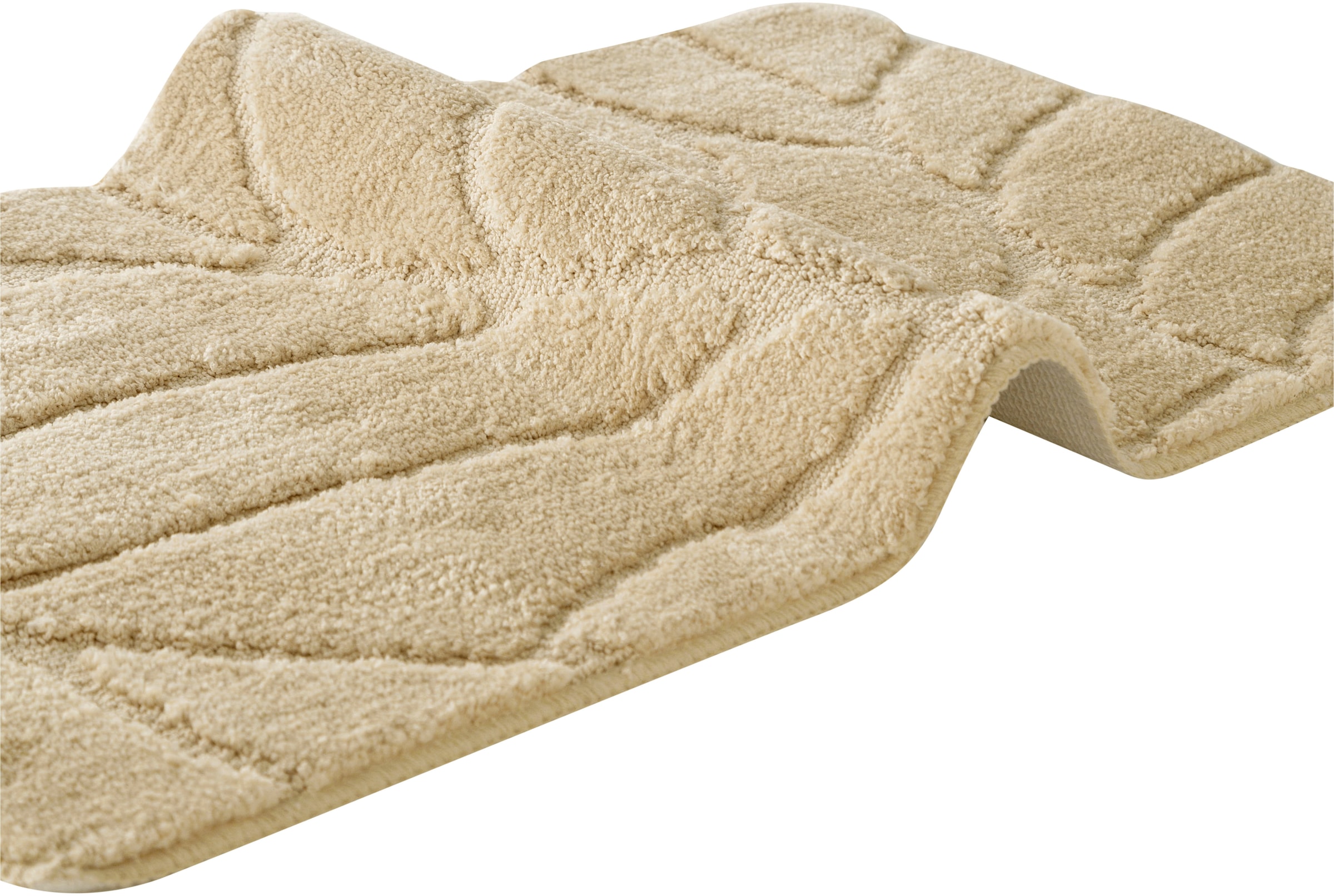 my home Badematte »Epense, Badvorleger, Badezimmer Teppich, Duschvorleger«, fußbodenheizungsgeeignet-schnell trocknend, Badteppich, Uni Farben, Blätter, Hoch-Tief Effekt