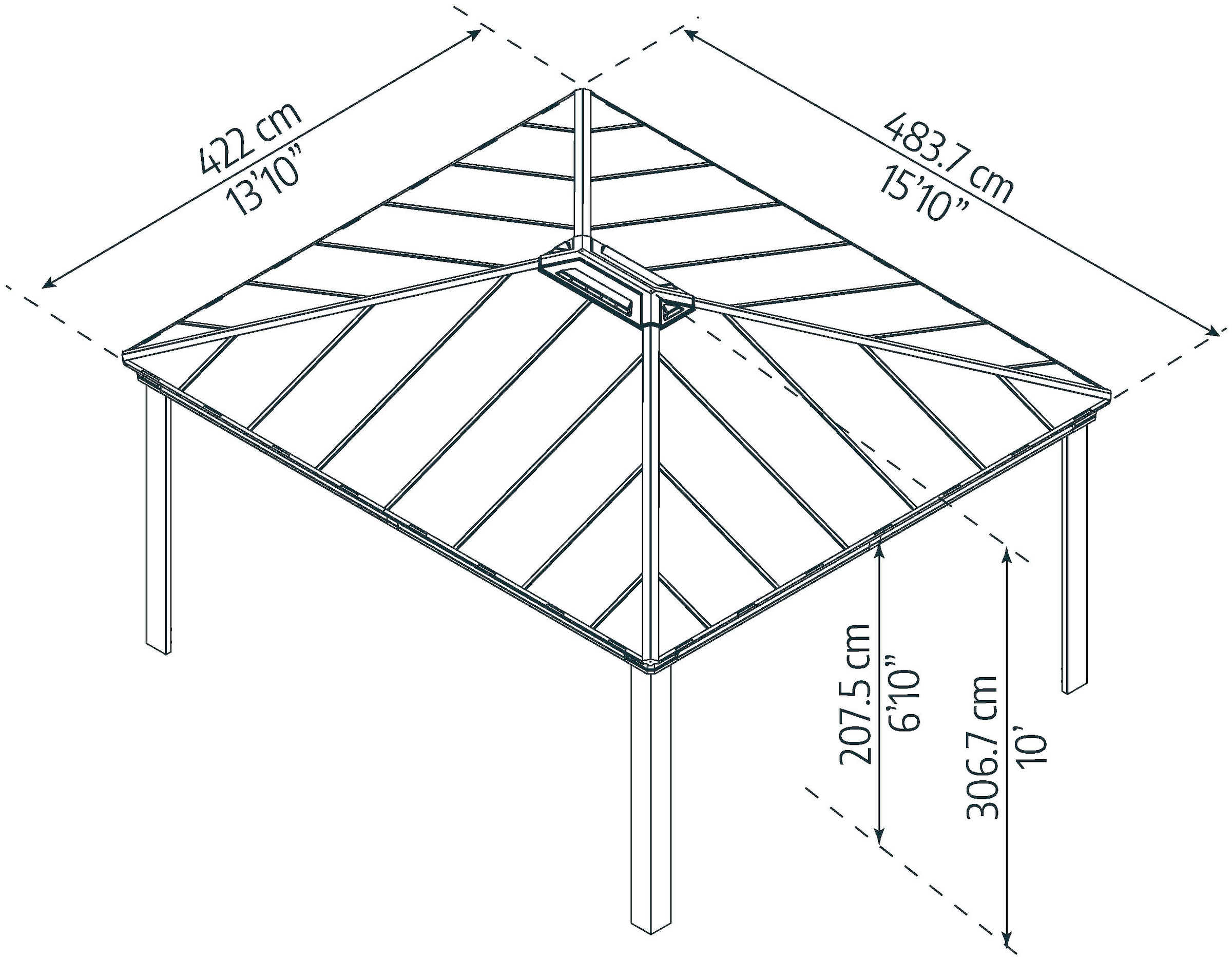Palram - Canopia Pavillon »Dallas«, 487 x 425,5cm, Anthrazit