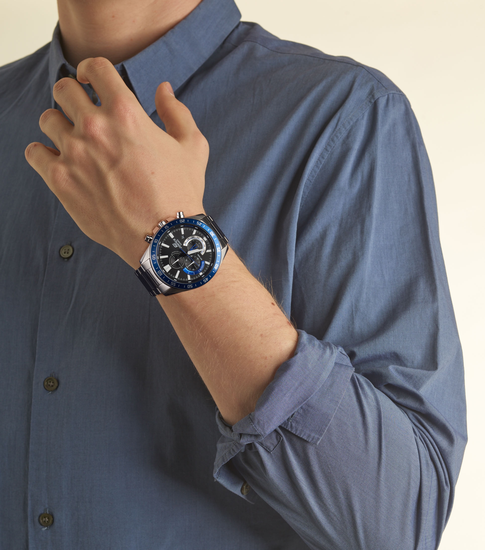 CASIO EDIFICE Chronograph, Quarzuhr, Armbanduhr,Herrenuhr, Edelstahlarmband,bis 10bar wasserdicht