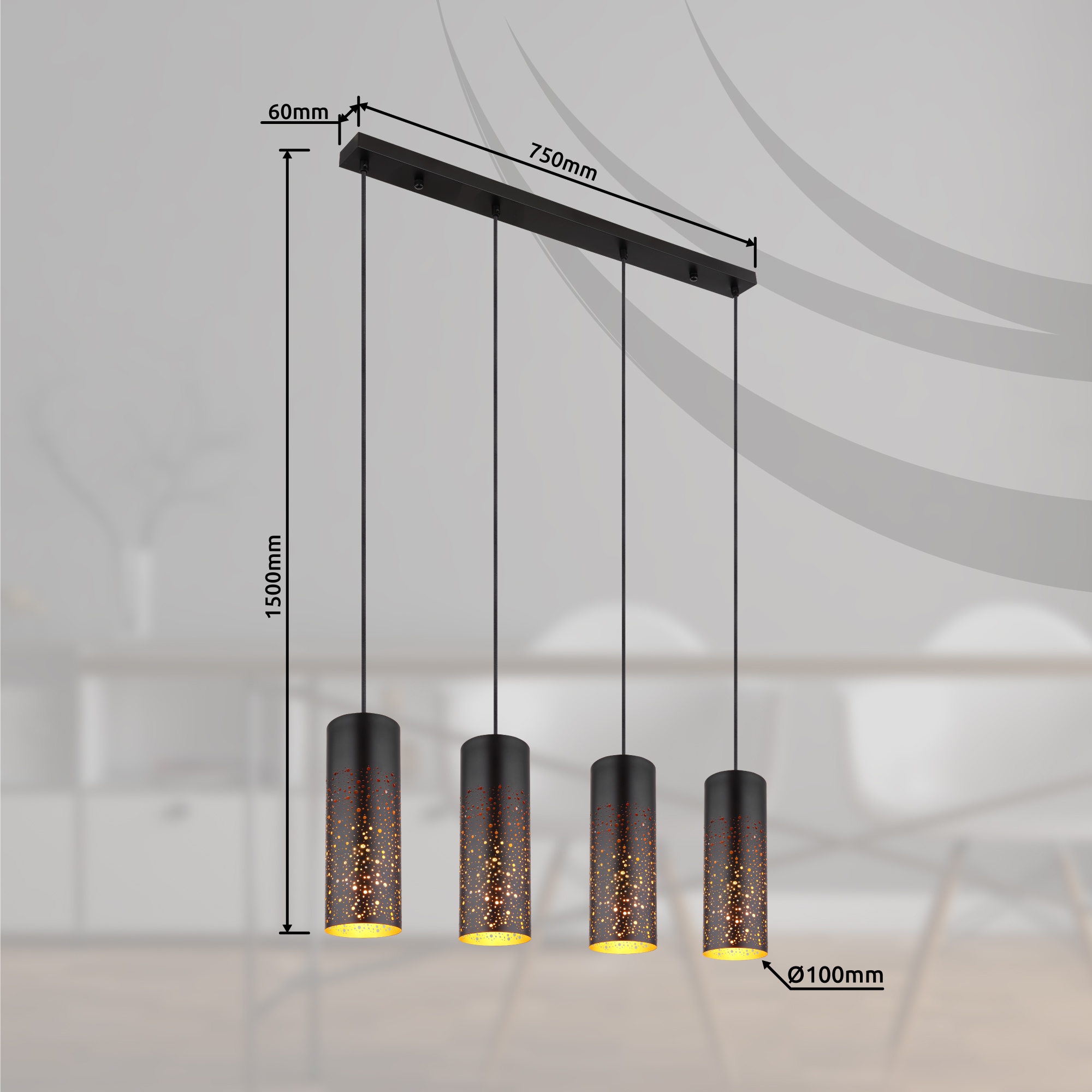 GLOBO LIGHTING Hängeleuchte »CROCKY«, Leuchtmittel E27 | ohne Leuchtmittel, Hängelampe/Pendelleuchte/Esszimmer/Wohnzimmer/Esstisch