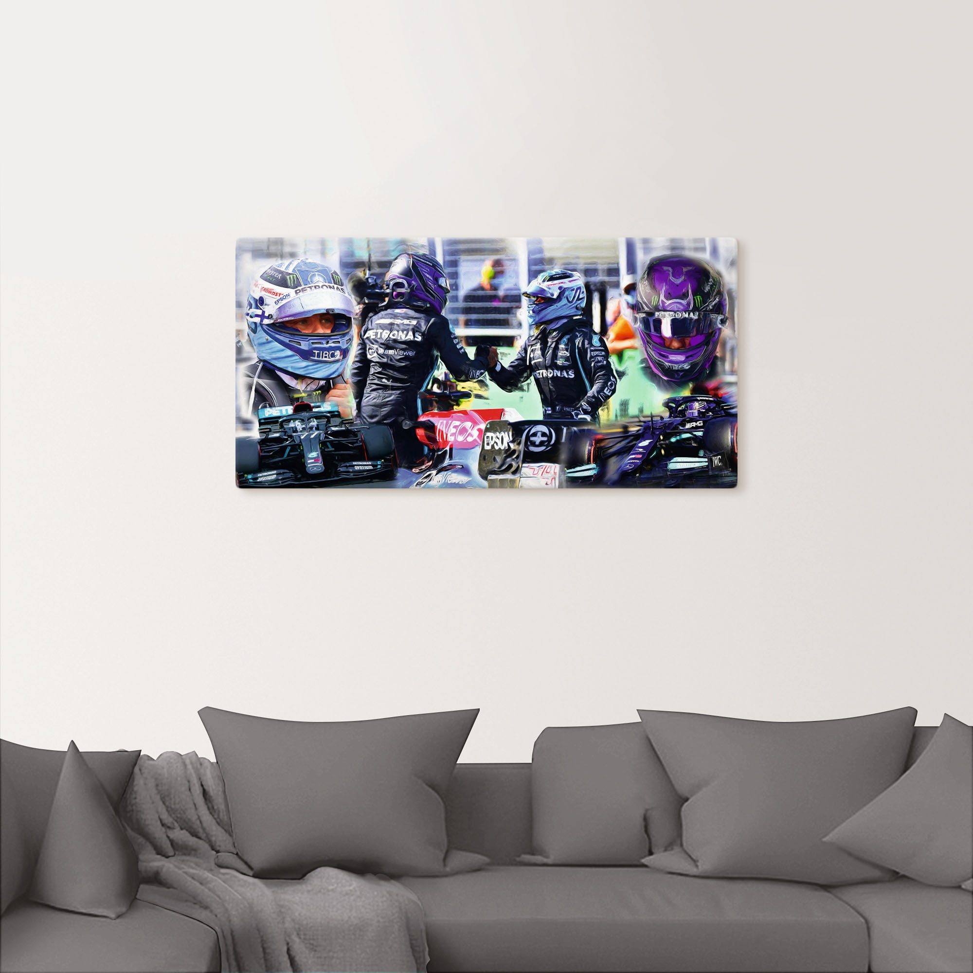 Artland Wandbild »Teamgeist Valtteri Bottas Lewis Hamilton«, Auto, (1 St.), als Alubild, Leinwandbild, Wandaufkleber oder Poster in versch. Größen
