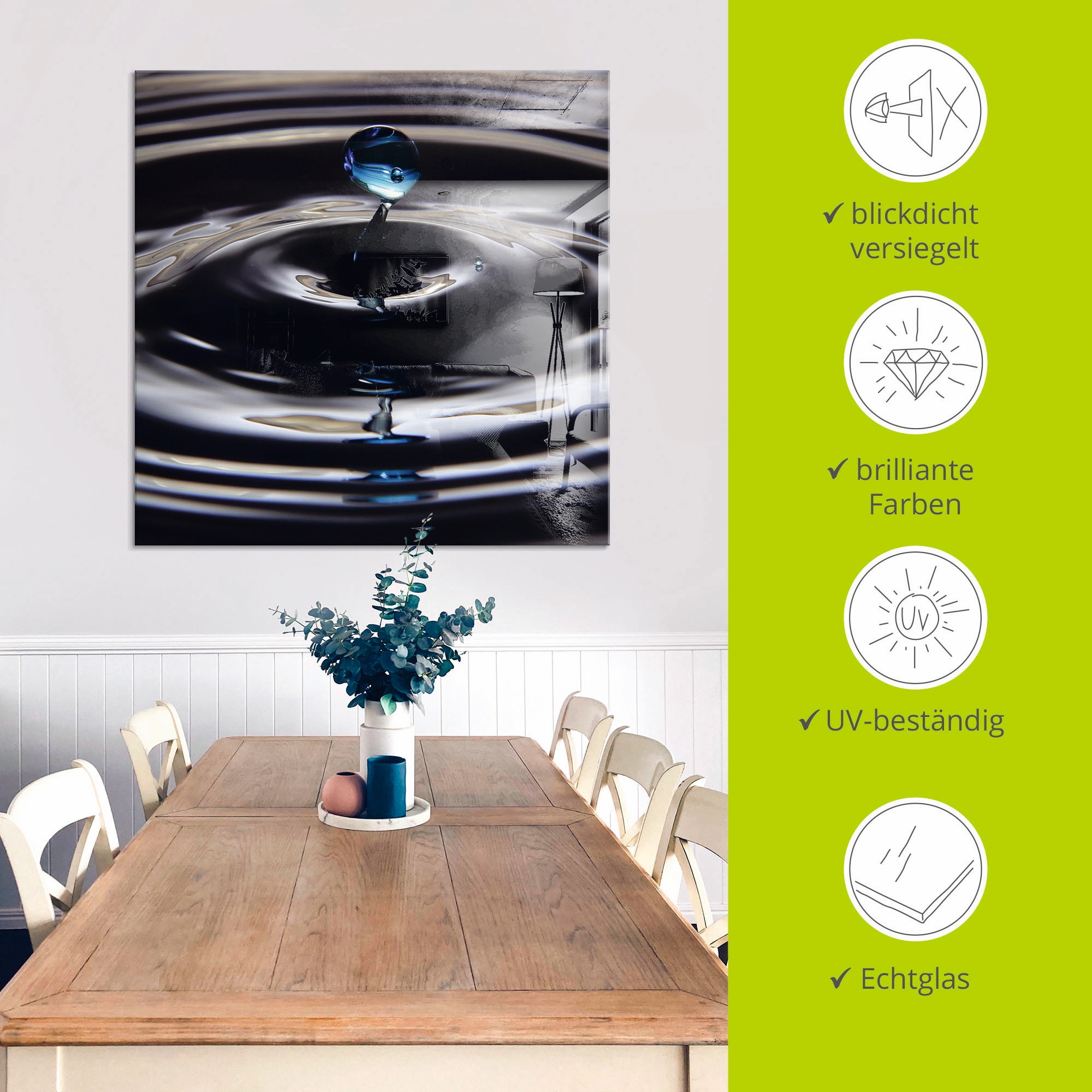 Artland Glasbild »Verlorener Tropfen«, Zen, (1 St.), in verschiedenen Größen