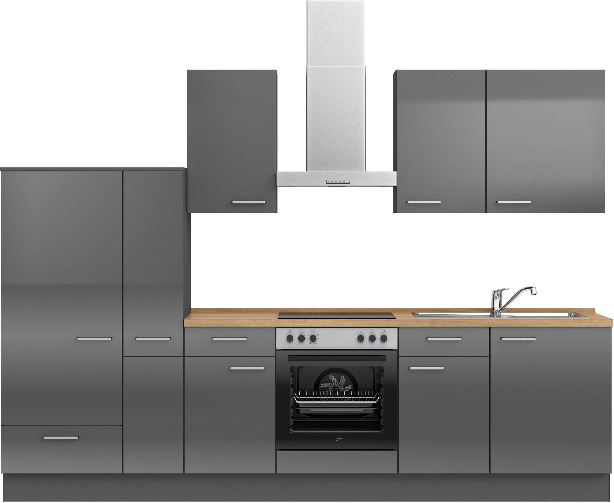 nobilia® Küchenzeile »"Flash I"« vormontiert, Ausrichtung wählbar, Breite 300 cm, wahlw. mit E-Geräten