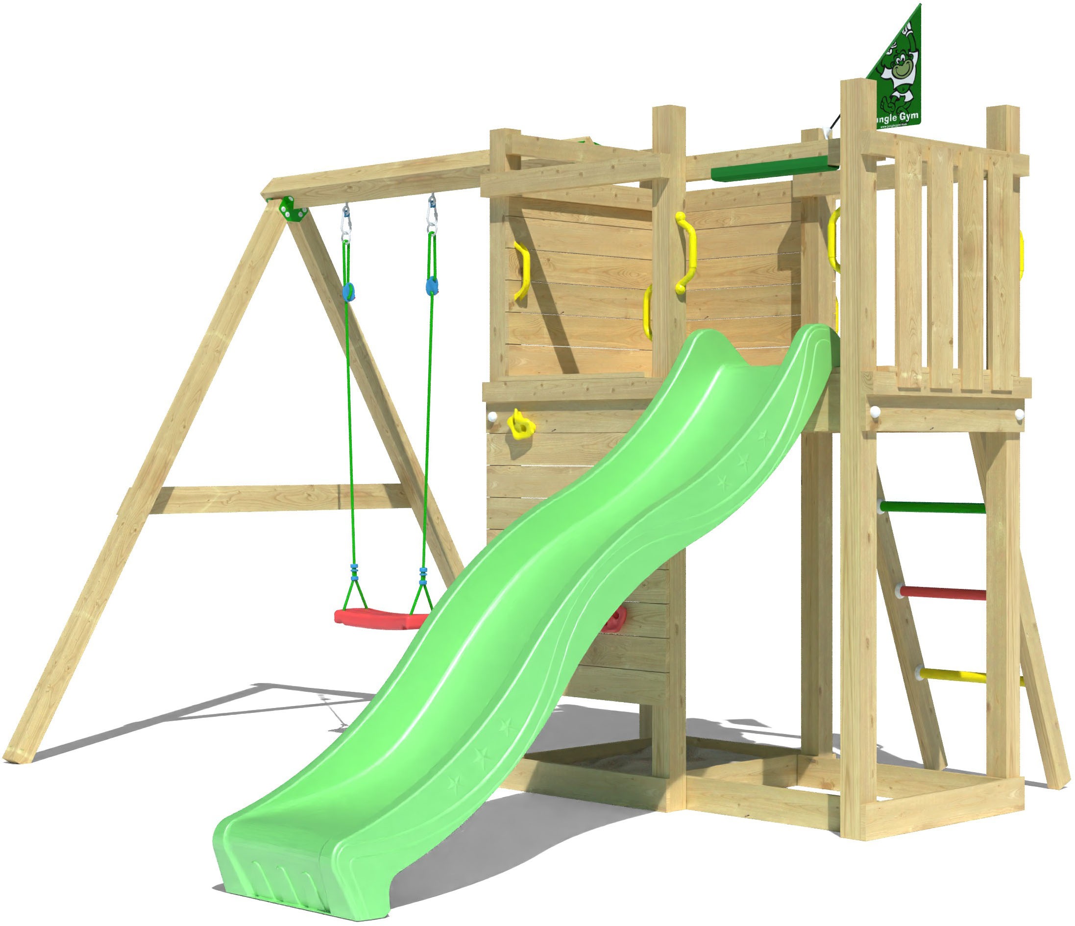 Jungle Gym Spielturm »Deck«, (Set), Spielanlage mit Schaukel und Rutsche mit Wasseranschluss