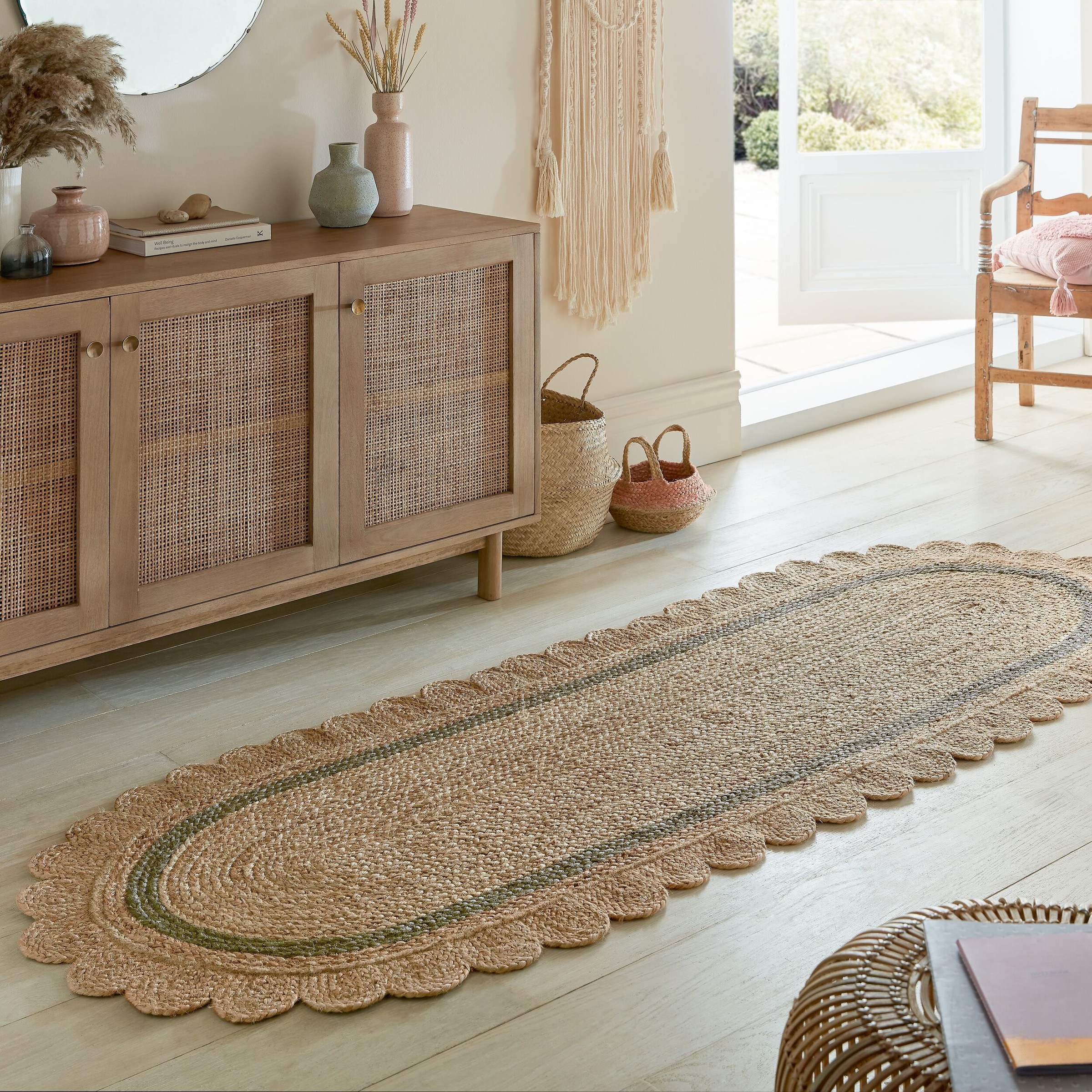 FLAIR RUGS Teppich »Grace«, rechteckig, 4 mm Höhe, Jute Teppich mit Wellenschliff