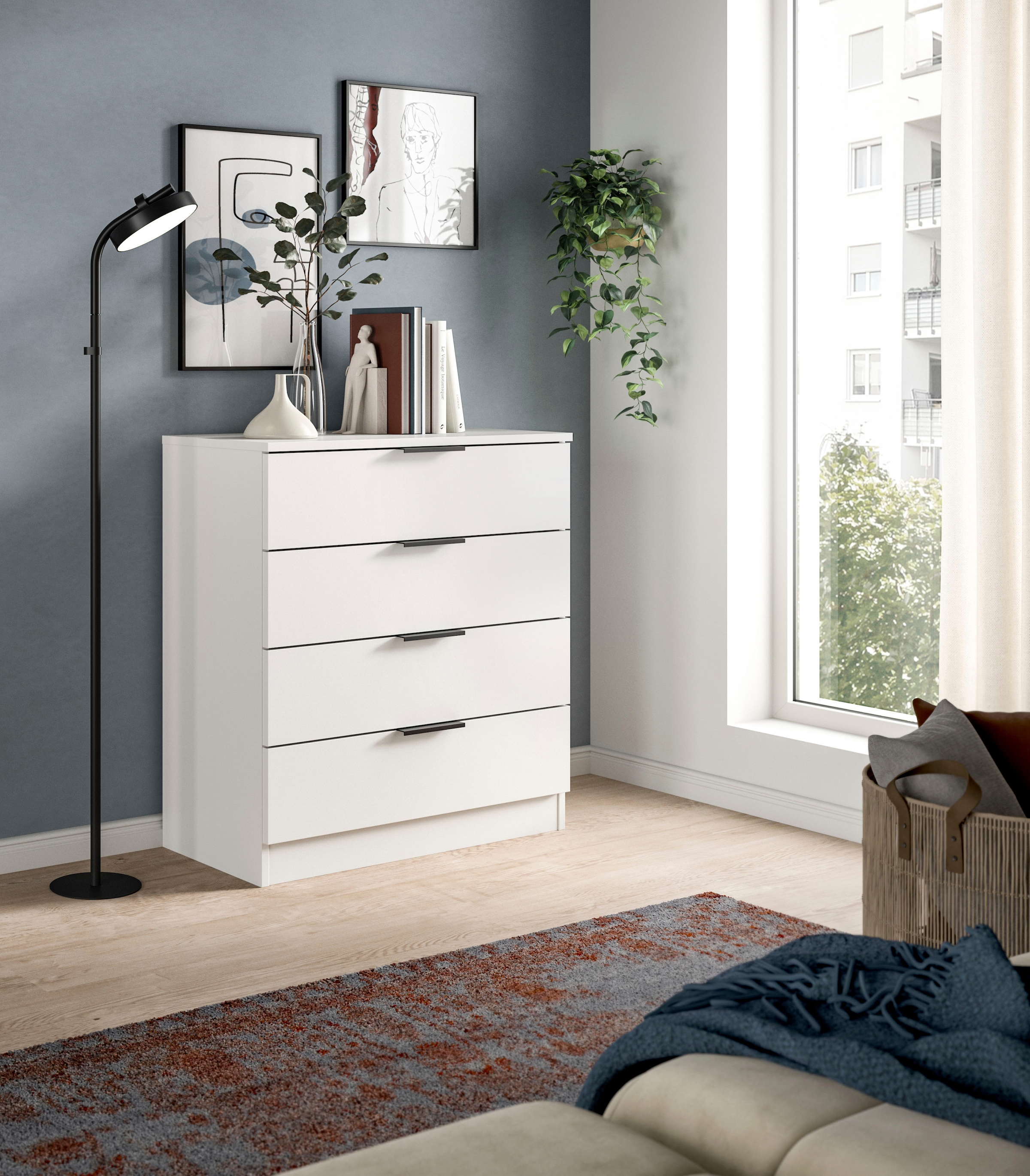 Home affaire Kommode »SKARDE, Breite 74 cm, 4 Schubkästen, viel Stauraum« in verschiedenen Farben und Breiten erhältlich, individuell einsetzbar,  Sideboard, Anrichte, Schubkastenkommode, Schrank,