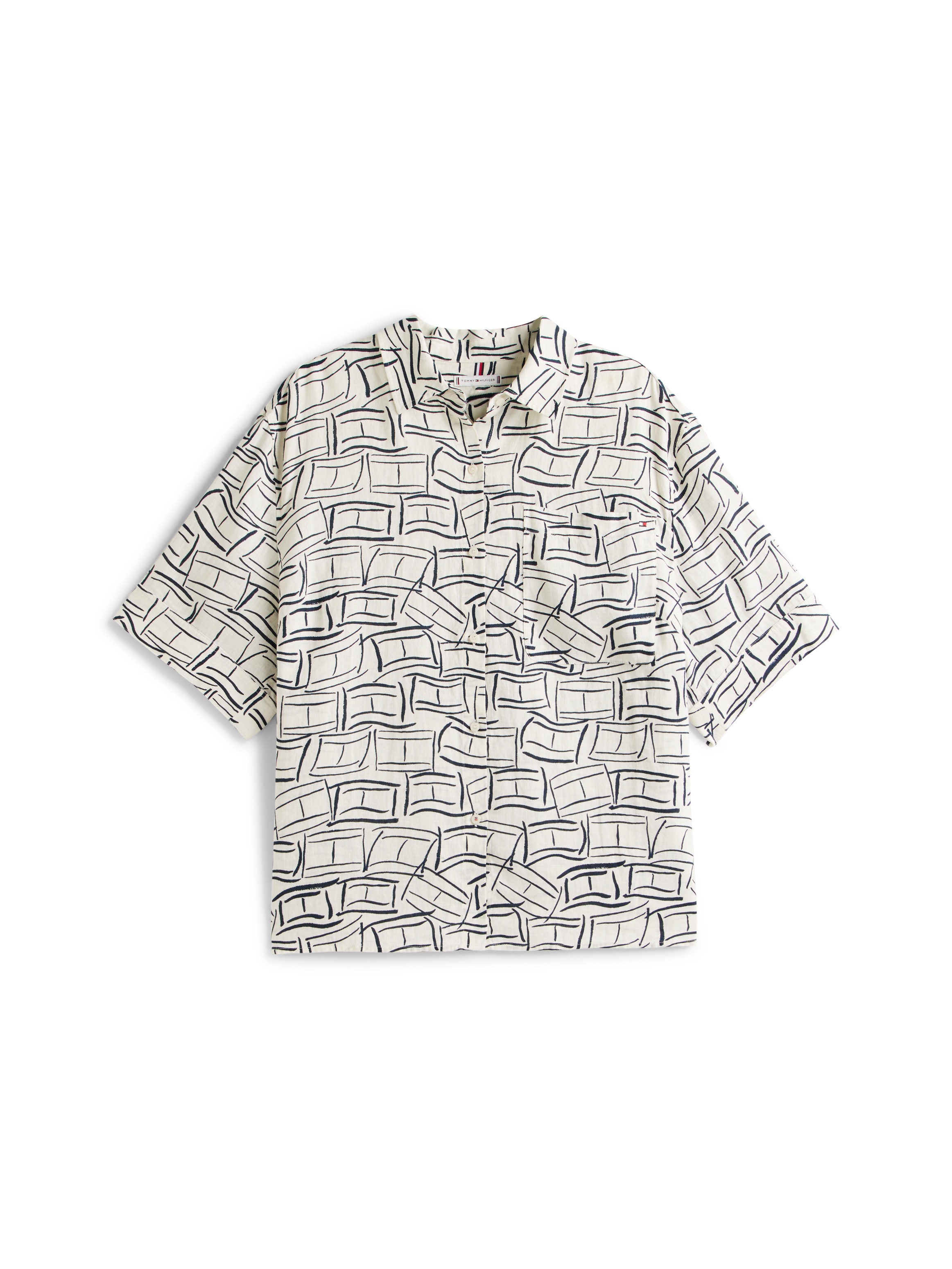 Tommy Hilfiger Curve Kurzarmshirt »CRV ESS LINEN SHIRT WITH SS« in großen Größen