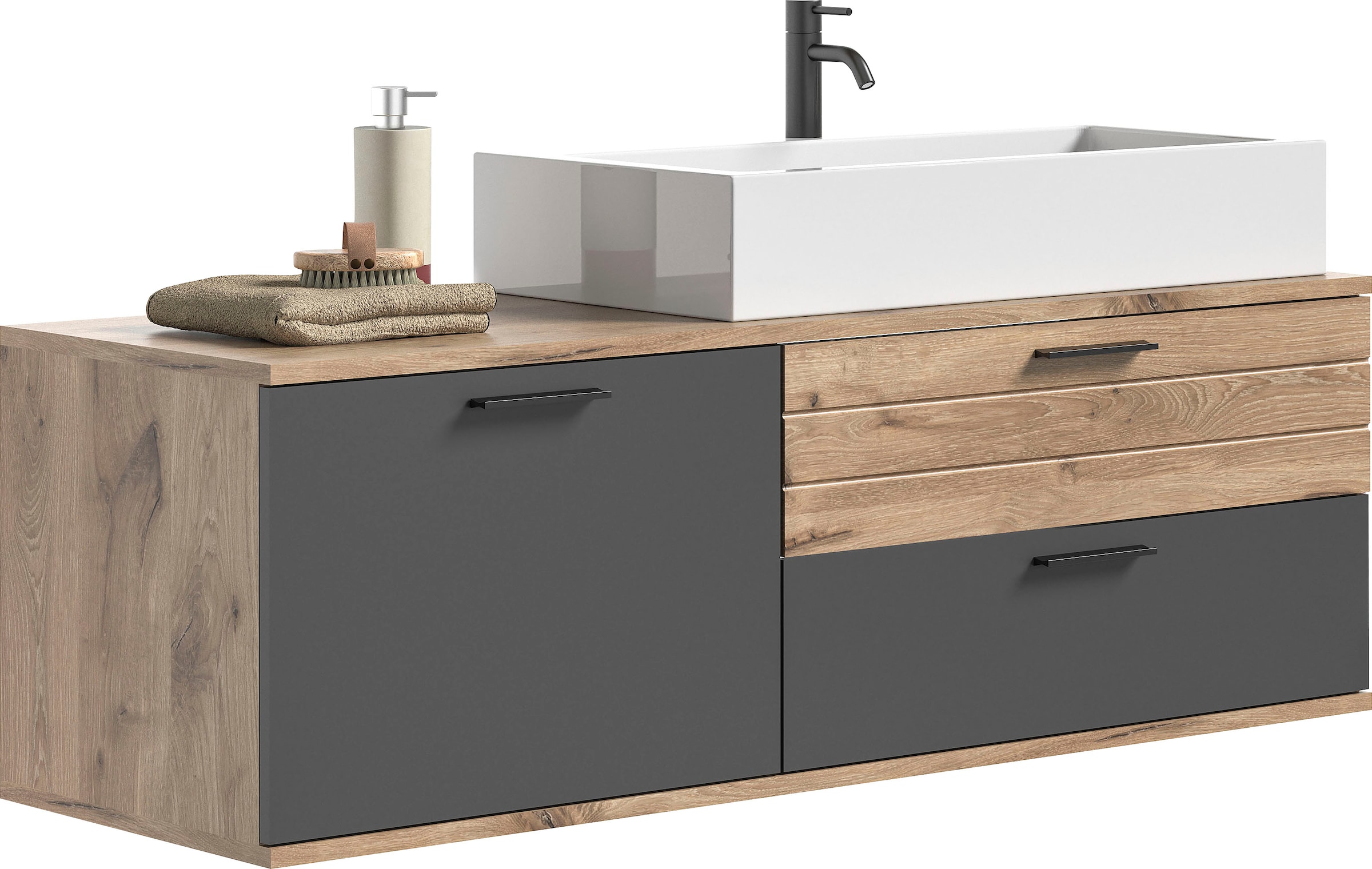 INOSIGN Waschtisch-Set »Riga, Breite 140 cm, inkl. Aufsatzwaschbecken, 2 Sc günstig online kaufen