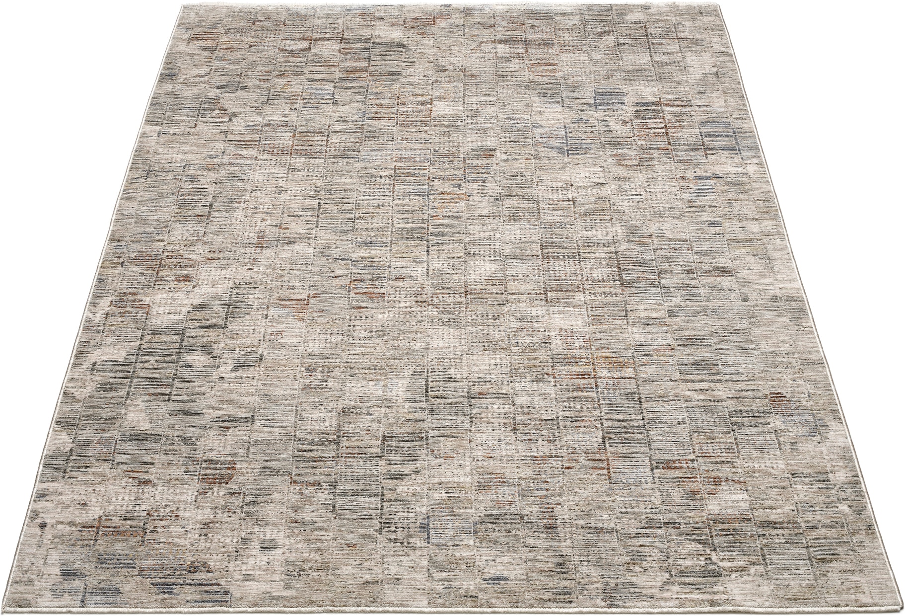 OCI DIE TEPPICHMARKE Teppich »OMEN GRID , auch in quadratischer Form« rechteckig 6 mm Höhe Design Kurzflor Teppich, leichter Glanz, mit Fransen,  Wohnzimmer