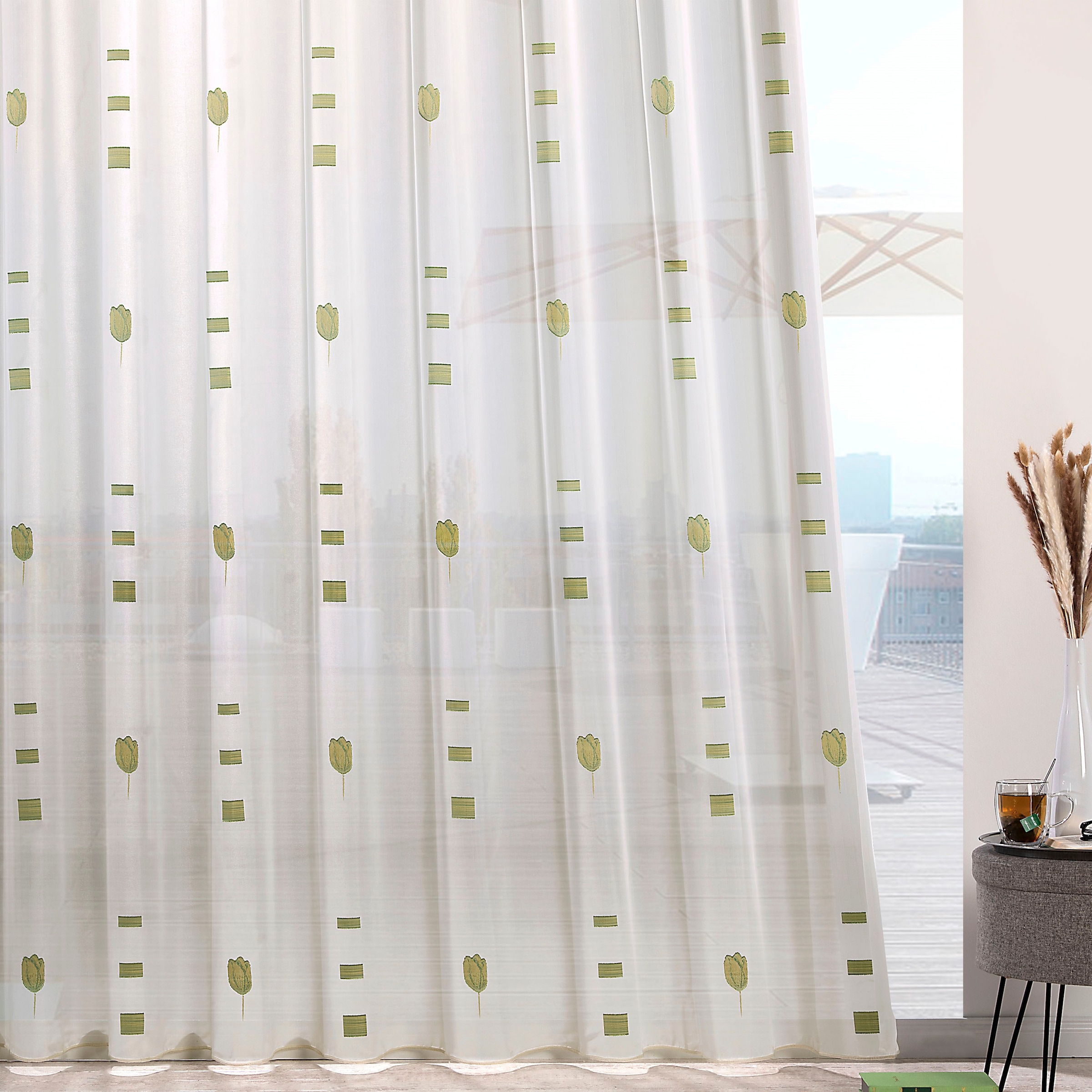 Weckbrodt Gardine »Ruby«, (1 St.), Webscherli, Bedruckt, Allover,Floral, ha günstig online kaufen