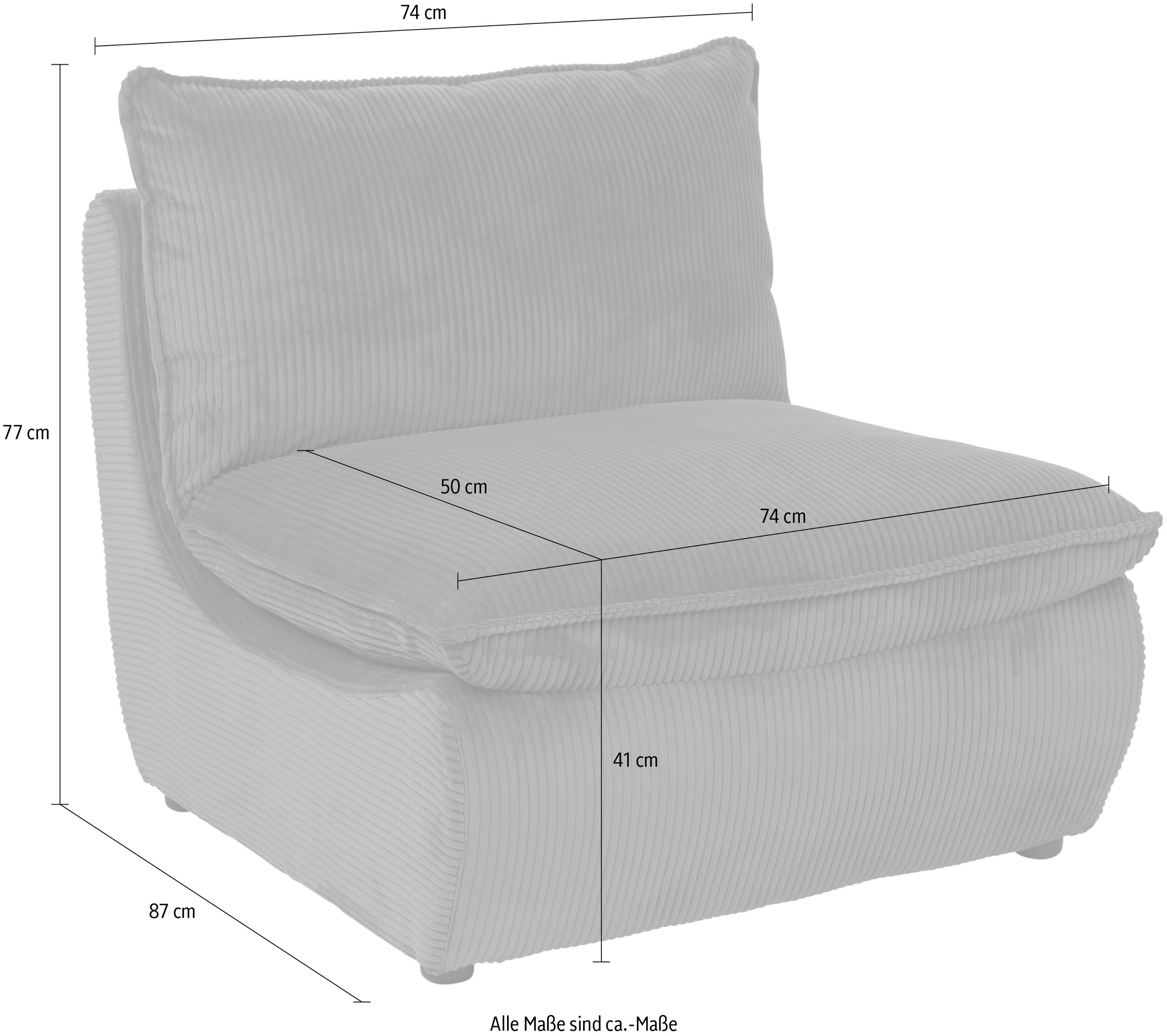 HELA Loungesessel »RHODOS«, (1 St.), Sessel;gepolstert;aufgesetztes Kissen;Microfaser;Breitcord