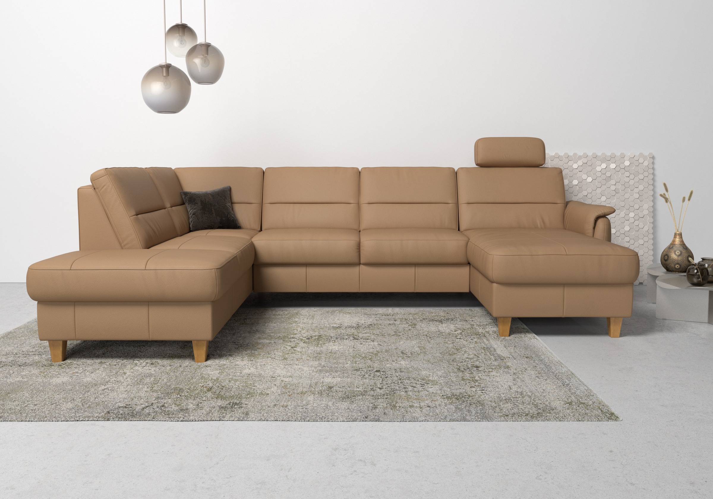 Home affaire Wohnlandschaft »Palmera U-Form«, Federkern, wahlweise mit Bettfunktion und mit/ohne Stauraum