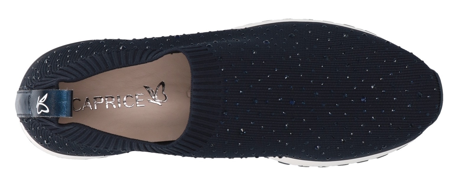 Caprice Slip-On Sneaker, Slipper, Freizeitschuh, Halbschuh mit funkelnden Strass-Steinen