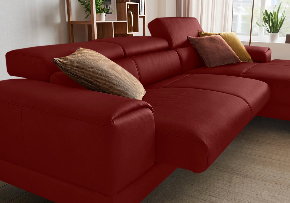 W.SCHILLIG Ecksofa »piedroo, Designsofa mit tollem Sitzkomfort, elegant und bequem, L-Form«, Kopfteilverstellung, wahlweise mit Sitztiefenverstellung, Breite 303cm