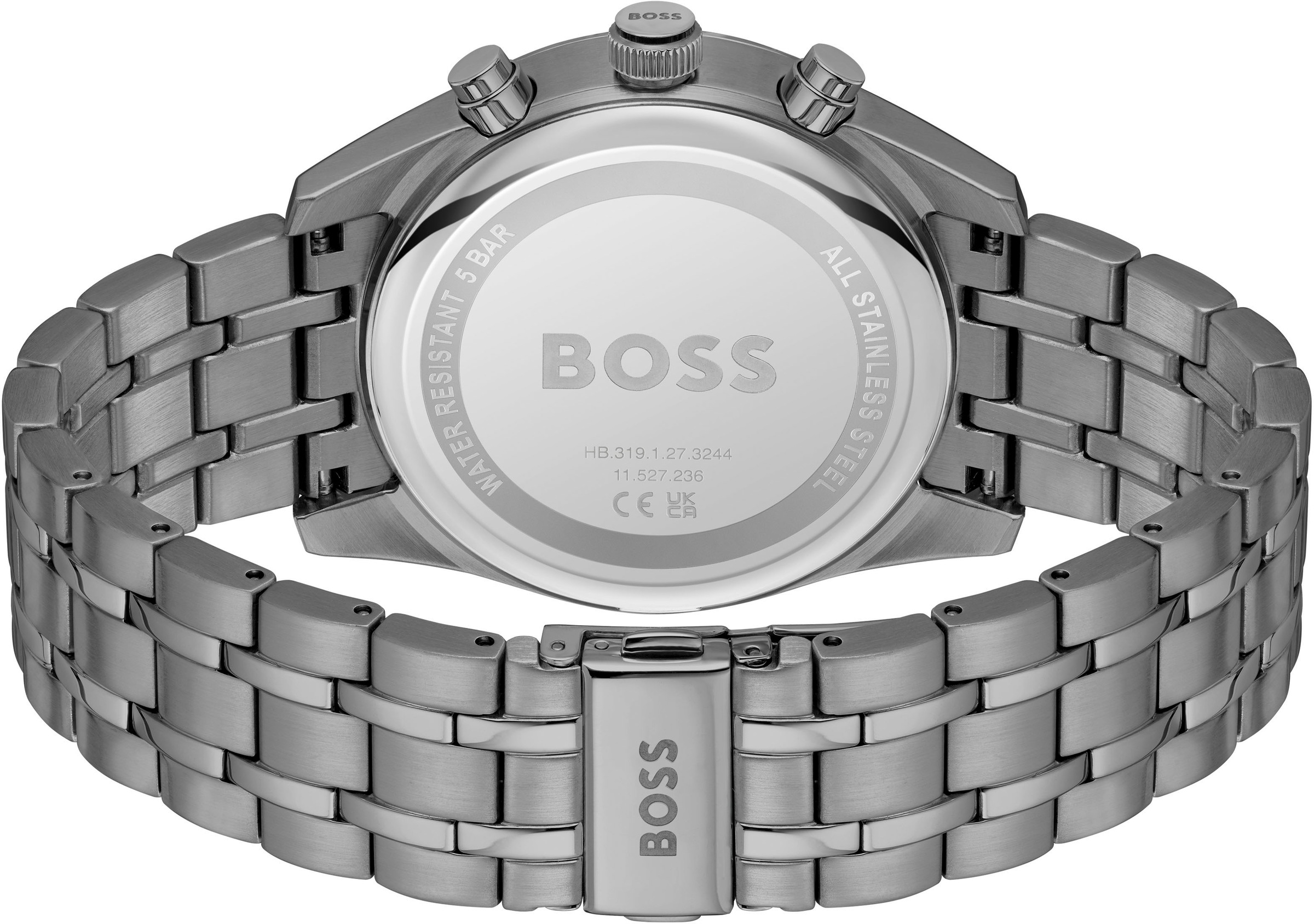 BOSS Chronograph »SKYTRAVELLER«, Quarzuhr, Armbanduhr, Herrenuhr, Edelstahlarmband, analog, Tag