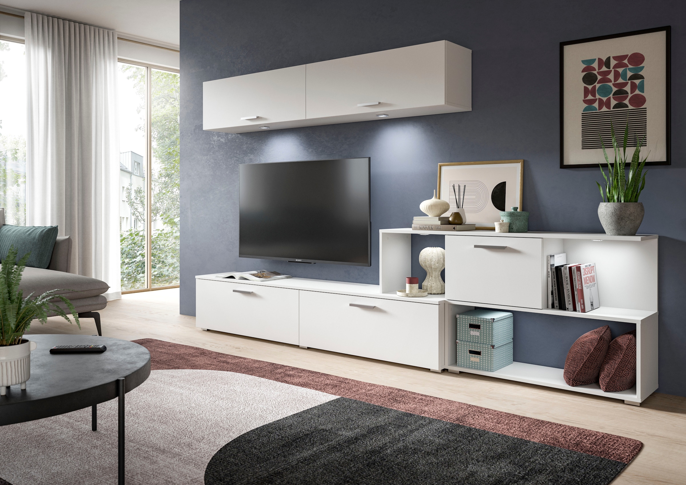 INOSIGN Wohnwand »Pensile, Breite 277 cm, bestehend aus: Lowboard und Hängeschrank«, Wohnkombination, Mediawand, Anbauwand, Wohnzimmer Set