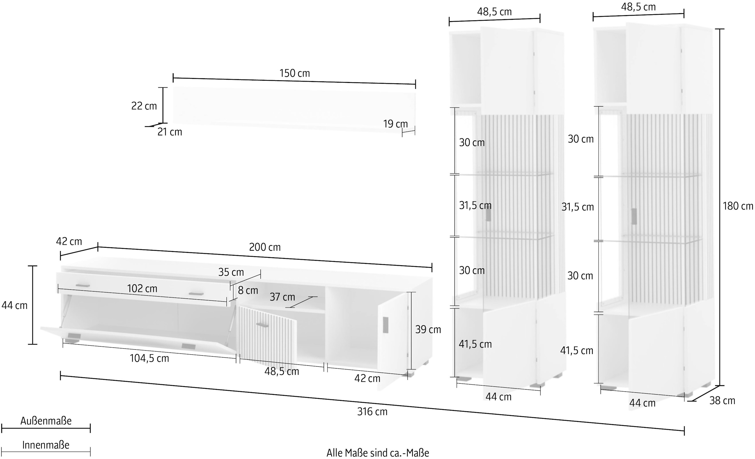 INOSIGN Wohnwand »HUDSON« Set, 4 Stk. tlg.