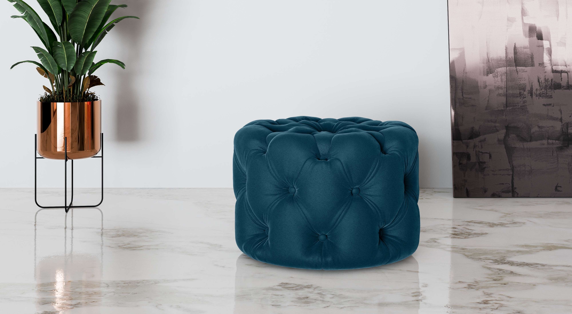Home affaire Hocker »FOLLINA« Polsterhocker mit klassischer Chesterfield-Kn günstig online kaufen