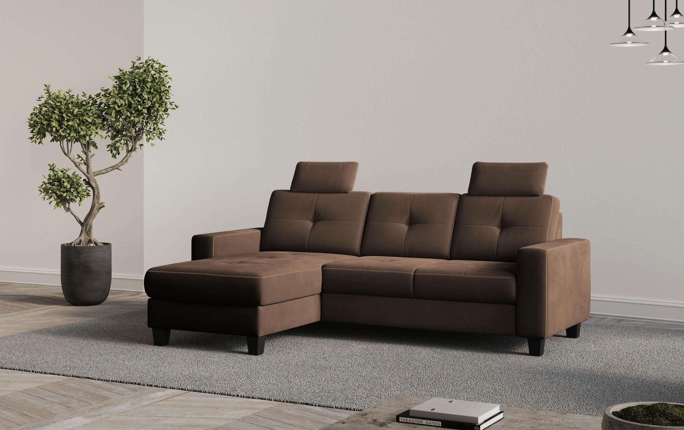 Places of Style Ecksofa »Varese L-Form«, Kreuznaht in beige günstig online kaufen