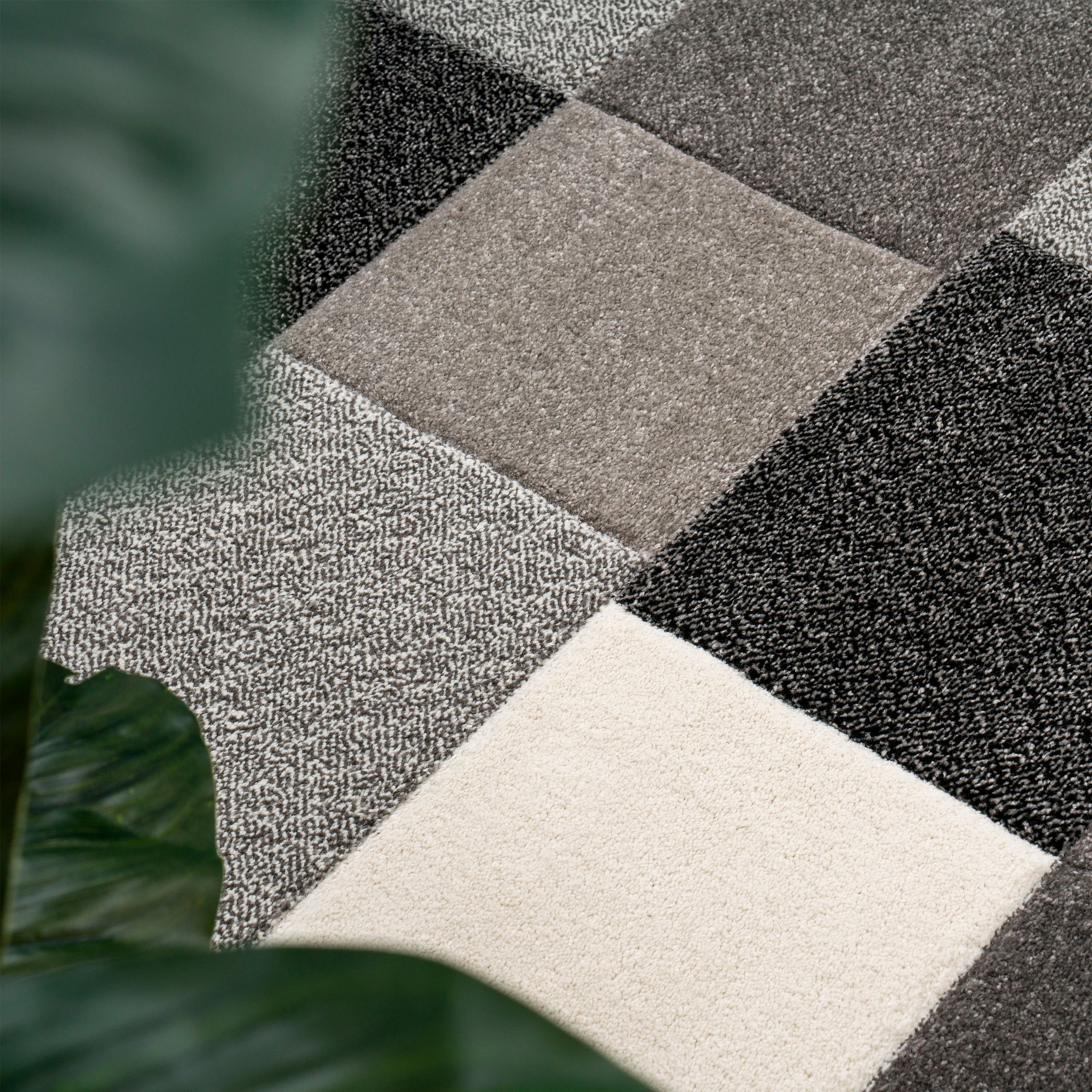 Paco Home Teppich »Brilliance 656«, rechteckig, 17 mm Höhe, Kurzflor, modernes Karo Design, handgefertigter Konturenschnitt