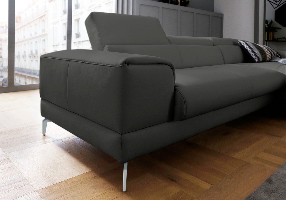 W.SCHILLIG Ecksofa »piedroo, Designsofa mit tollem Sitzkomfort, bequem und elegant, L-Form«, Kopfteilverstellung, wahlweise mit Sitztiefenverstellung, Breite 303cm
