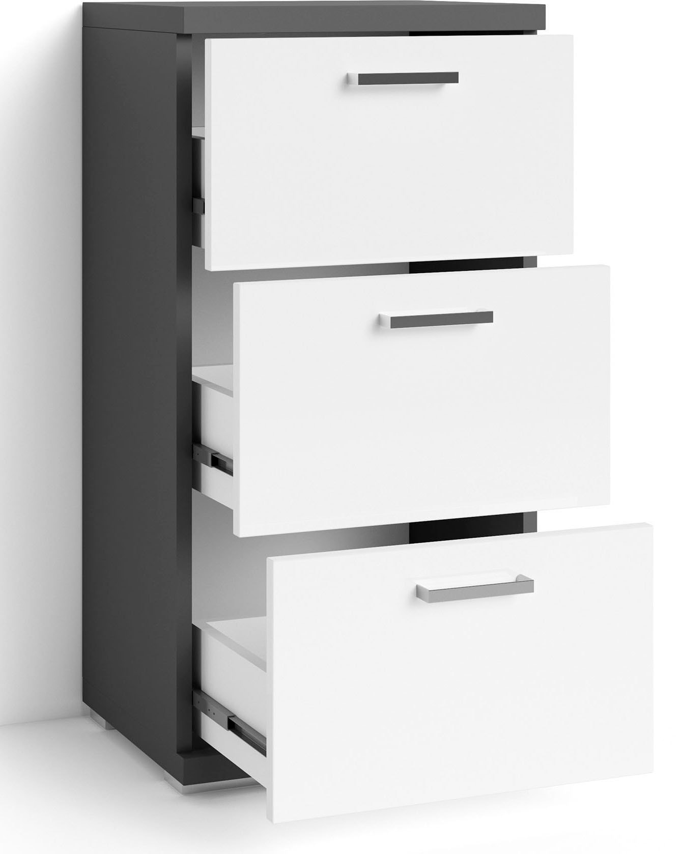 byLIVING Badkommode »Nebraska«, Breite 35 cm, Badezimmerschrank mit Metallgriffen, 3 Schubladen