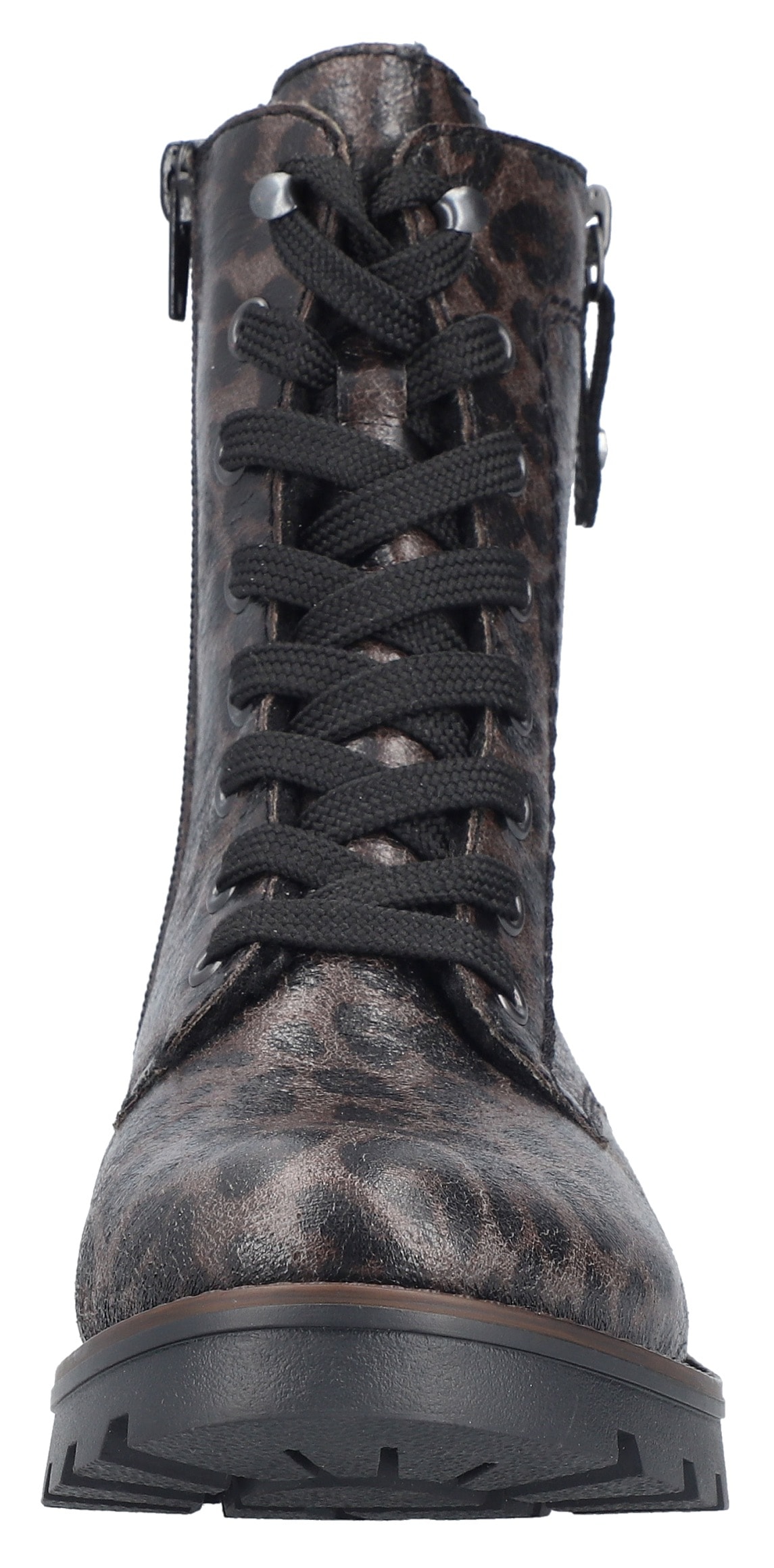 Rieker Winterstiefelette  Winterboots, Schnürstiefelette, Blockabsatz, in aktueller Leo-Optik