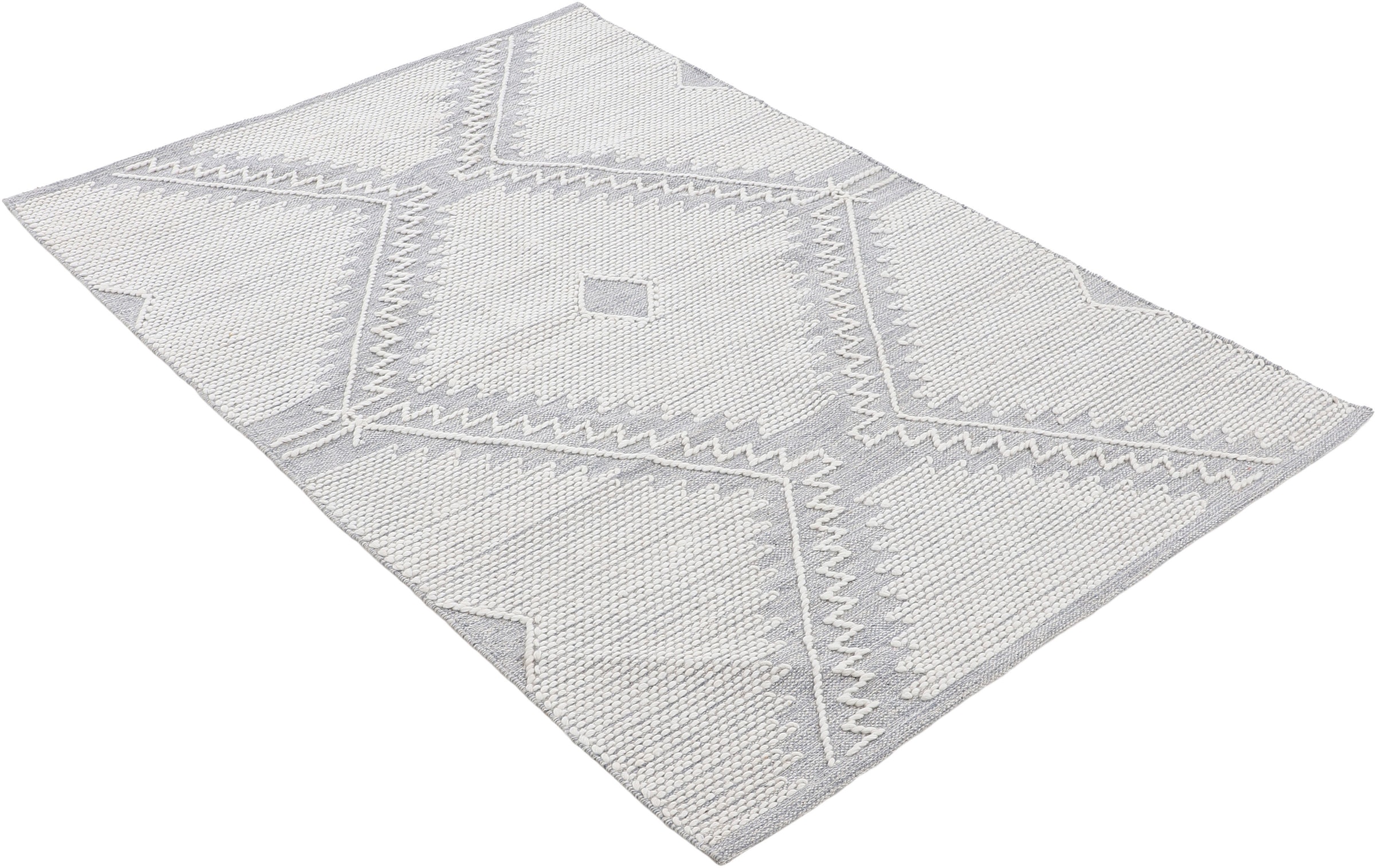carpetfine Teppich »Kelim Durry«, rechteckig, 5 mm Höhe, Handweb, geometrisch, Hoch-Tief Effekt, handgewebt, reine Baumwolle