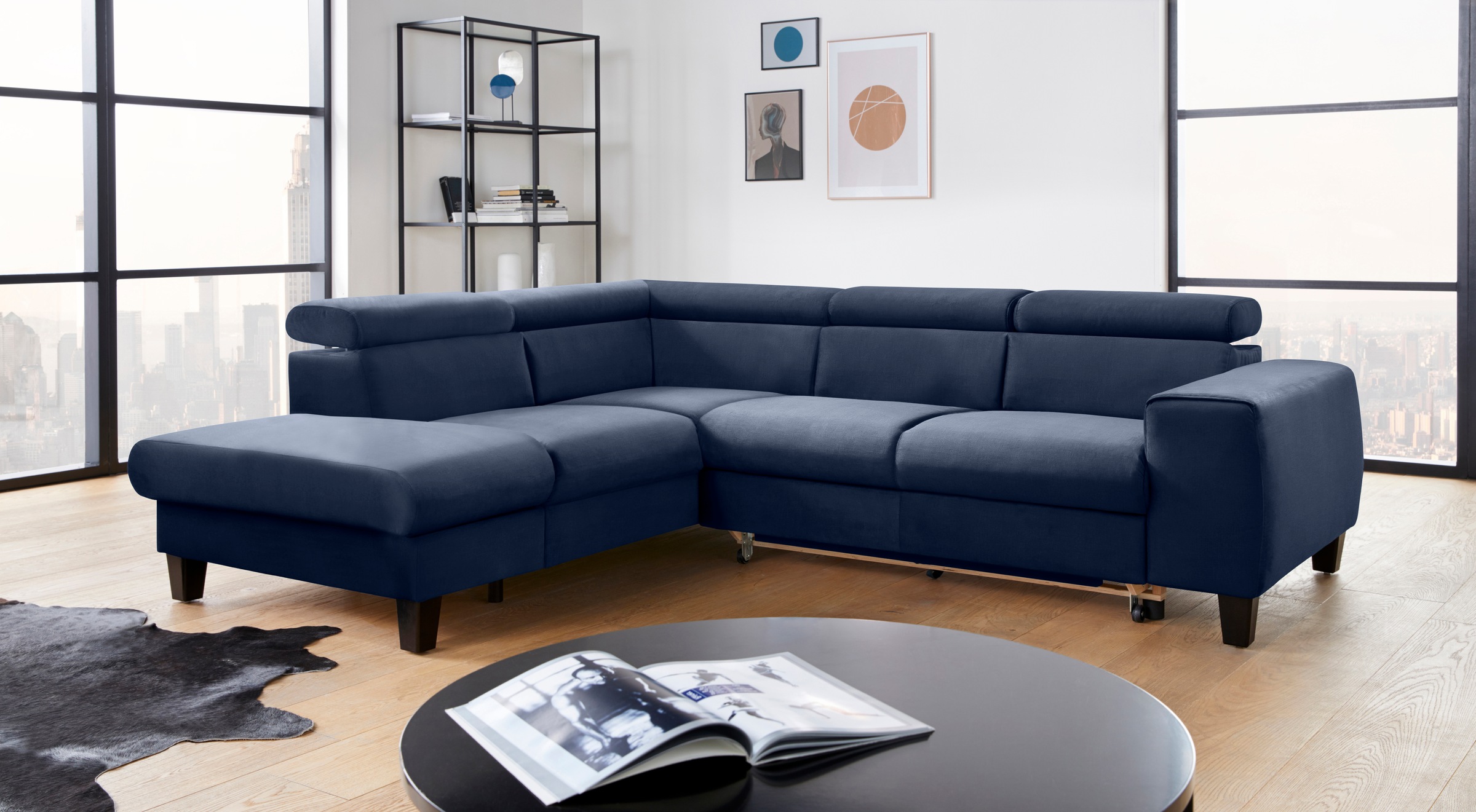COTTA Ecksofa »Morven L-Form mit Kopfteilverstellung«, wahlweise mit Bettfunktion, Bettkasten & Wireless-Charger